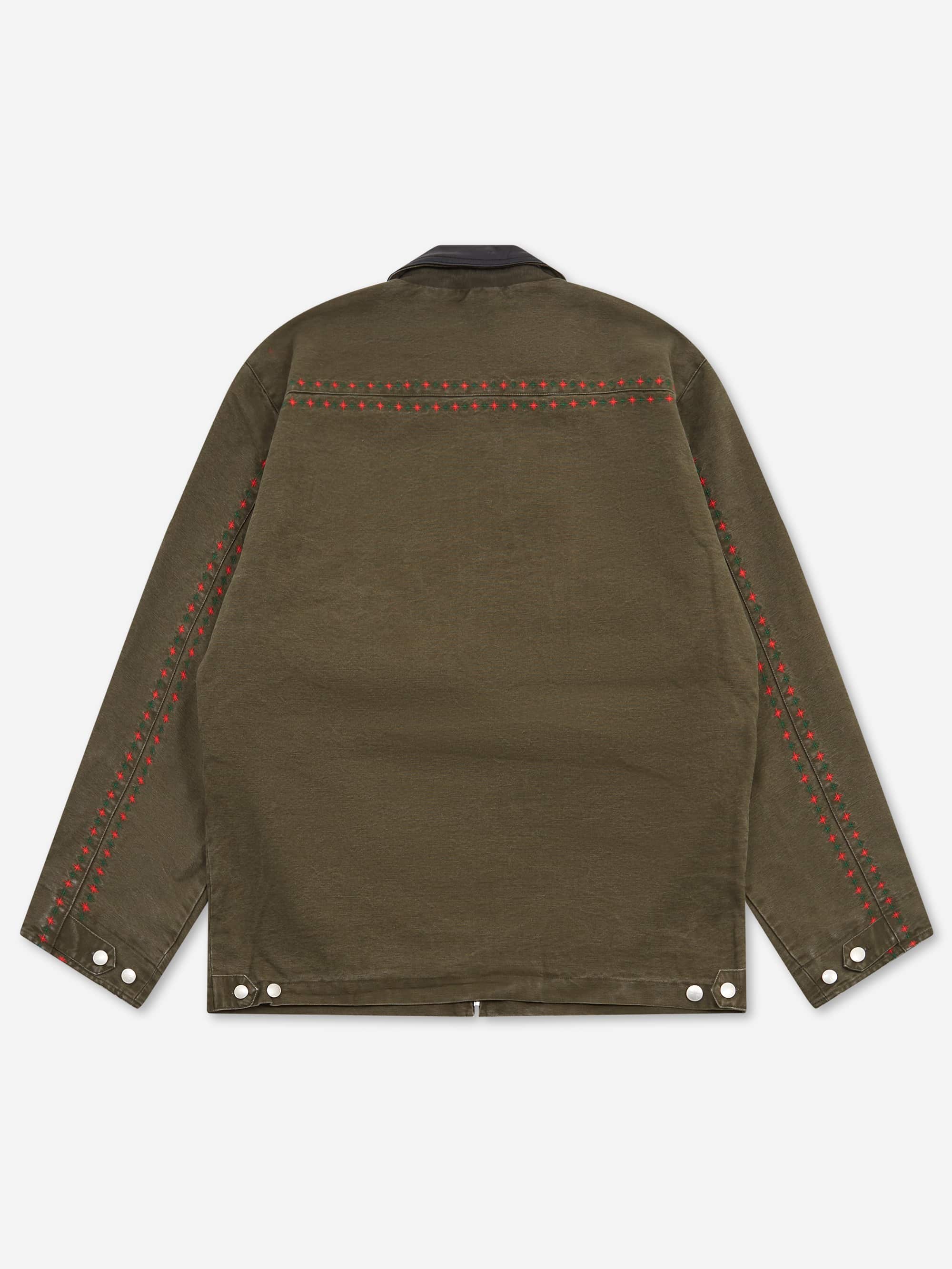 BoTT Leather Collar Work Jacket W - Olive - Image 7