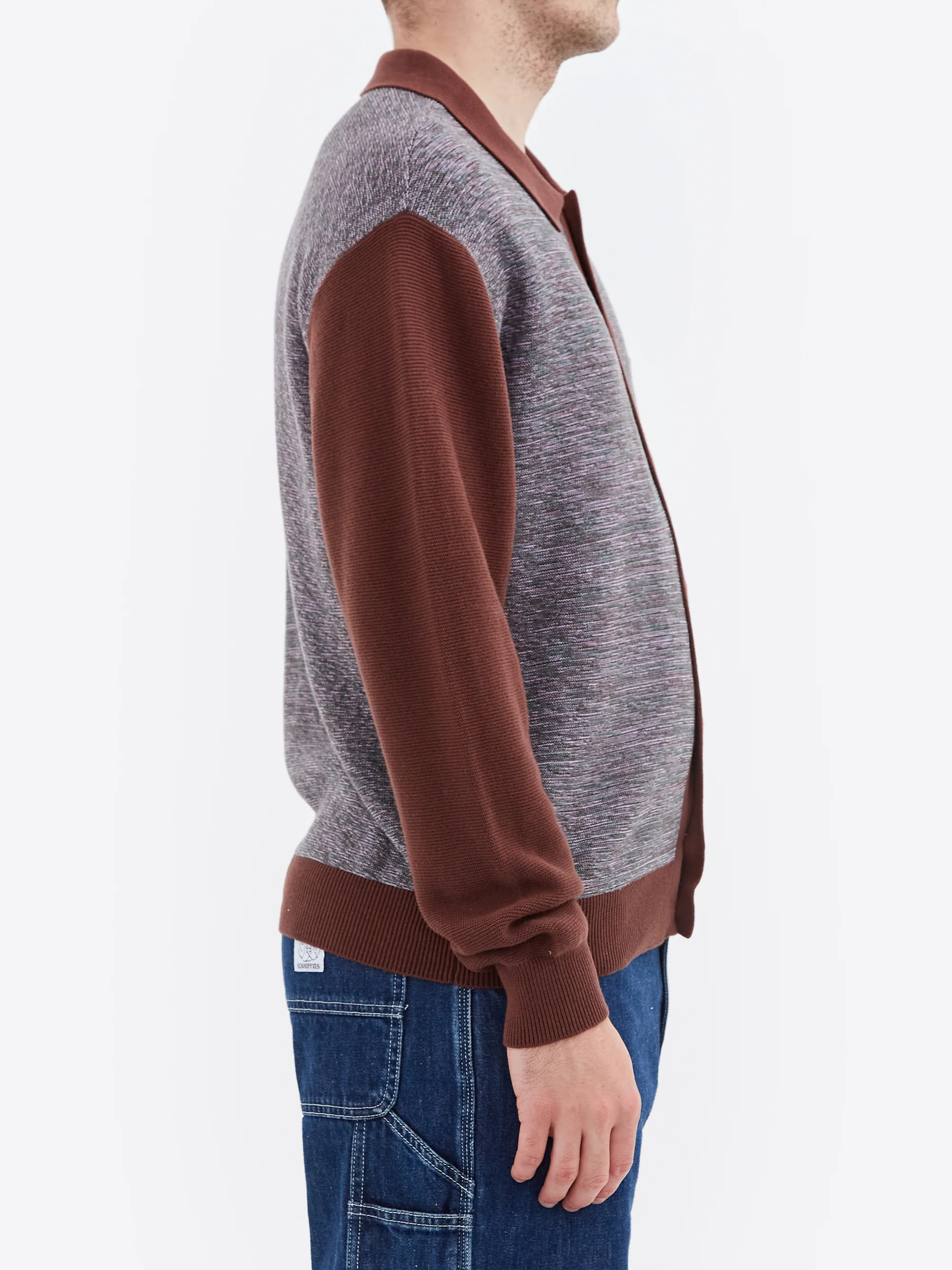 BoTT Marled Knit Polo - Brown - Image 5
