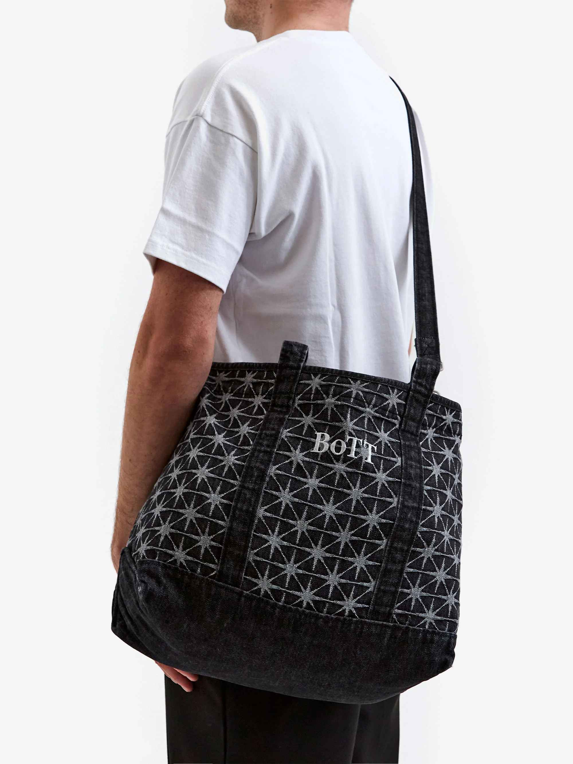 BoTT Sparkle Monogram Denim Totebag - Washed Black - Image 4