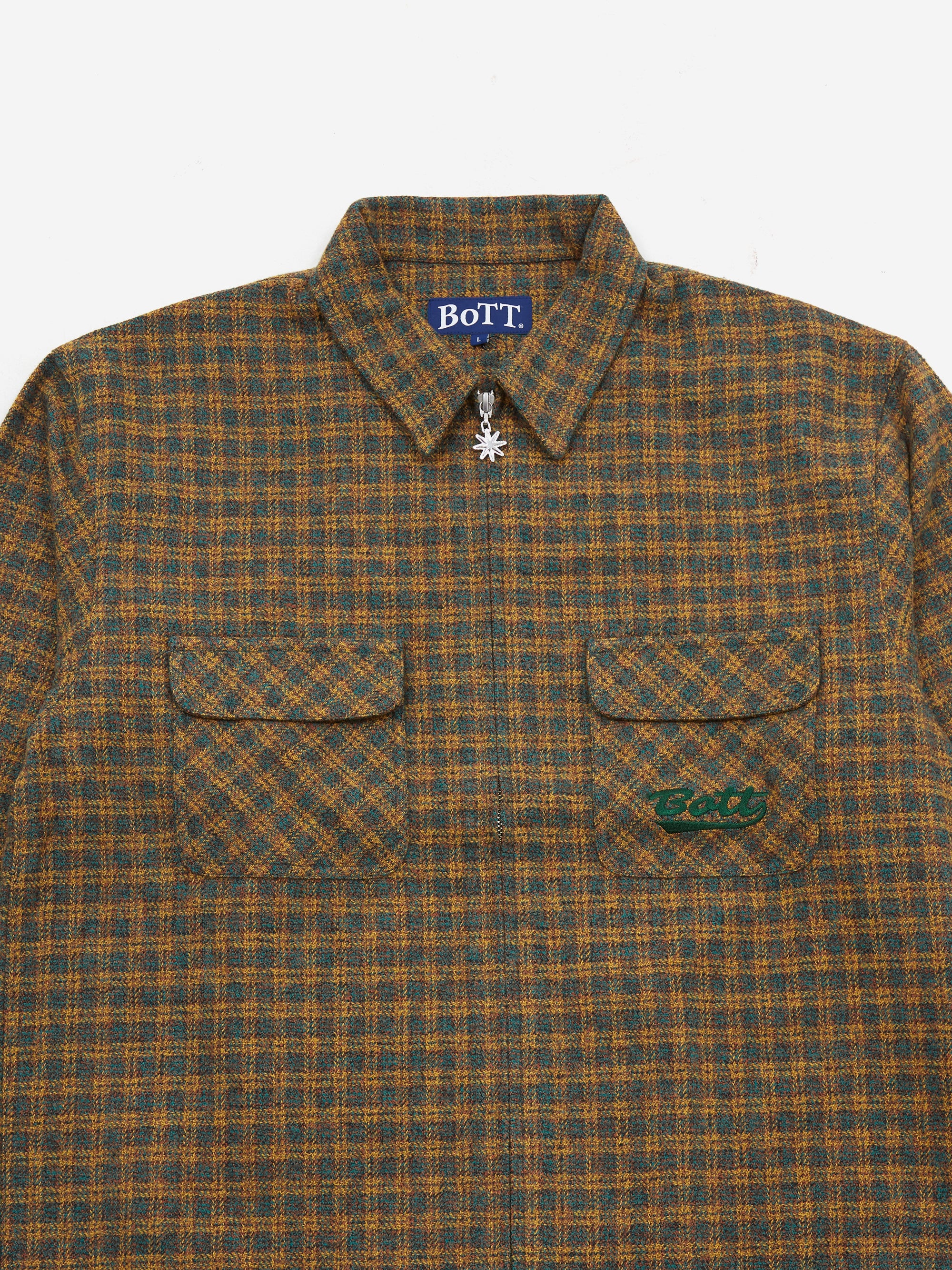 BoTT Zip Up Flannel Shirt - Green - Image 3