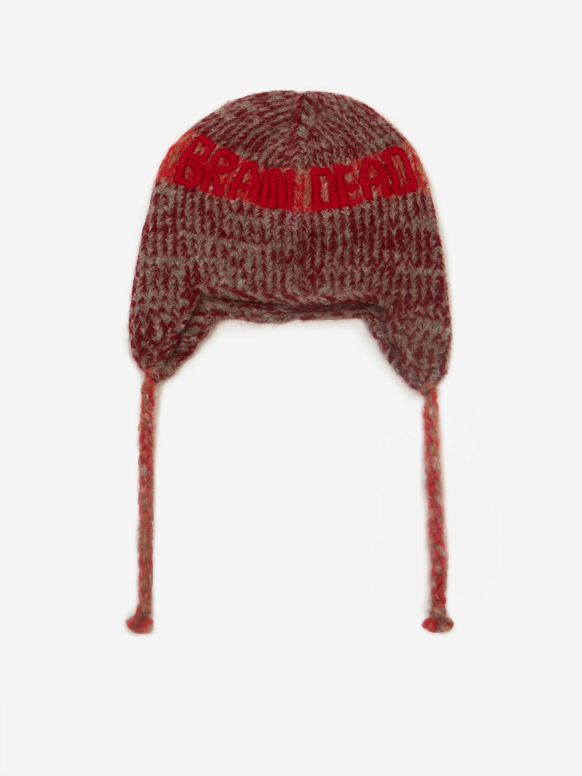 Brain Dead Alpaca Knit Ear Flap Beanie - Red Multi - Image 3