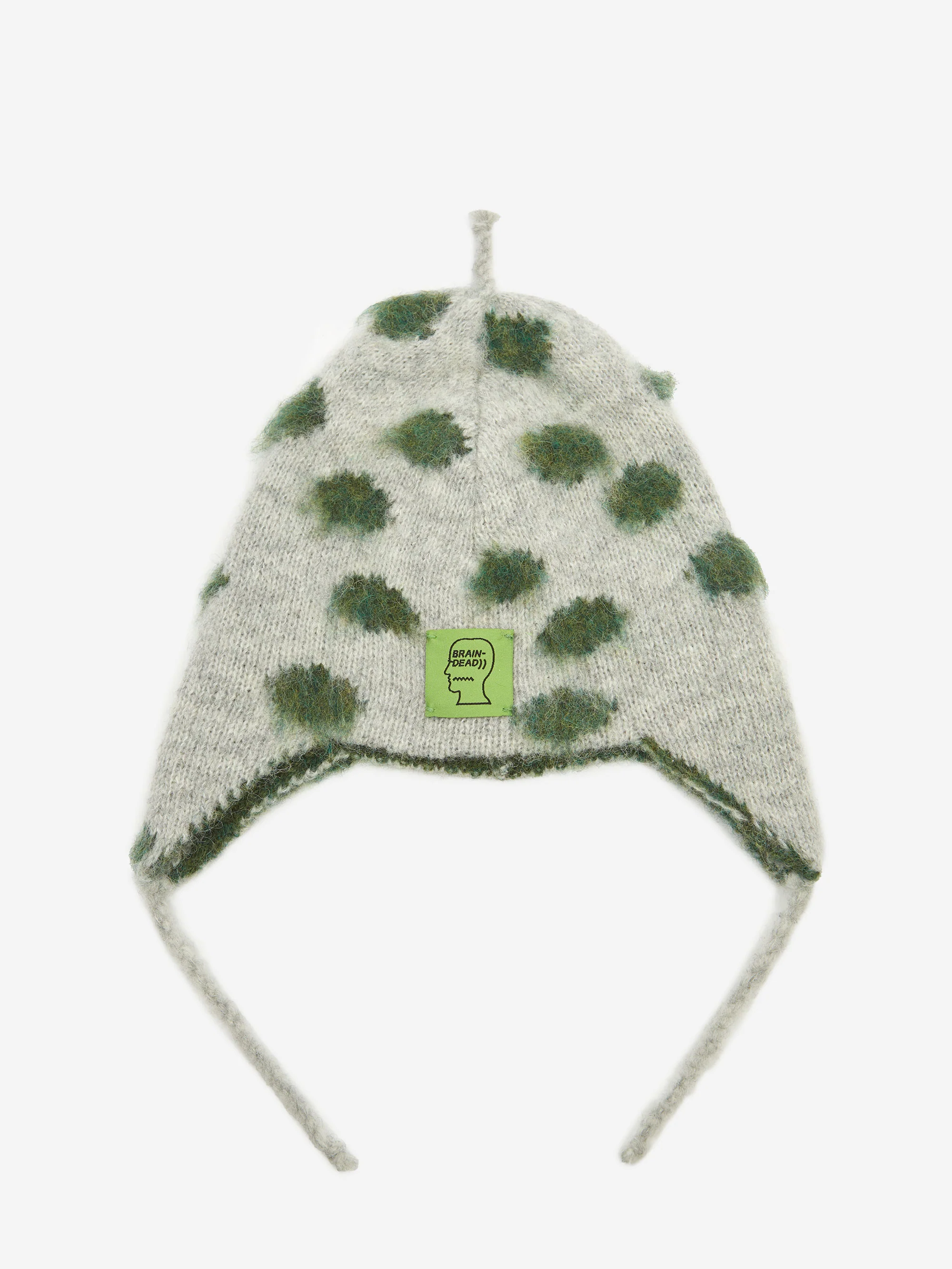 Brain Dead Alpaca Knit Polka Dot Ear Flap Beanie - Olive