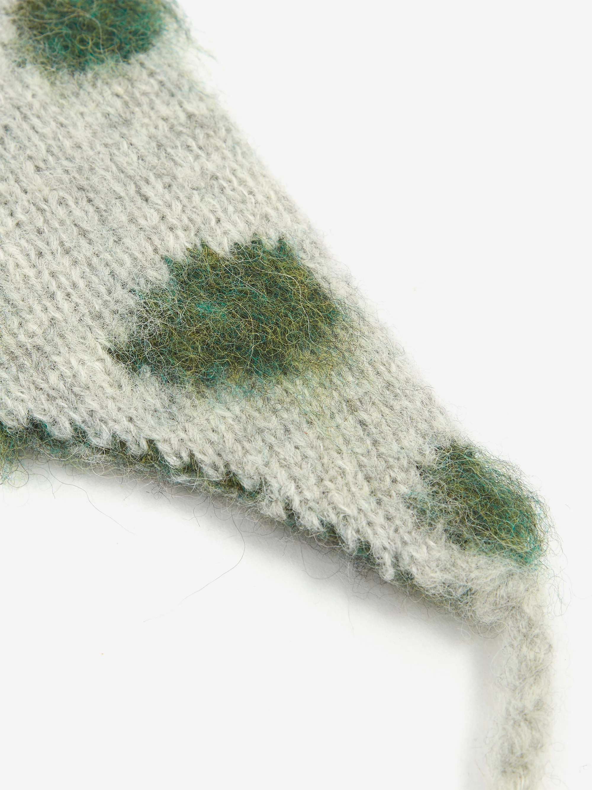 Brain Dead Alpaca Knit Polka Dot Ear Flap Beanie - Olive - Image 3