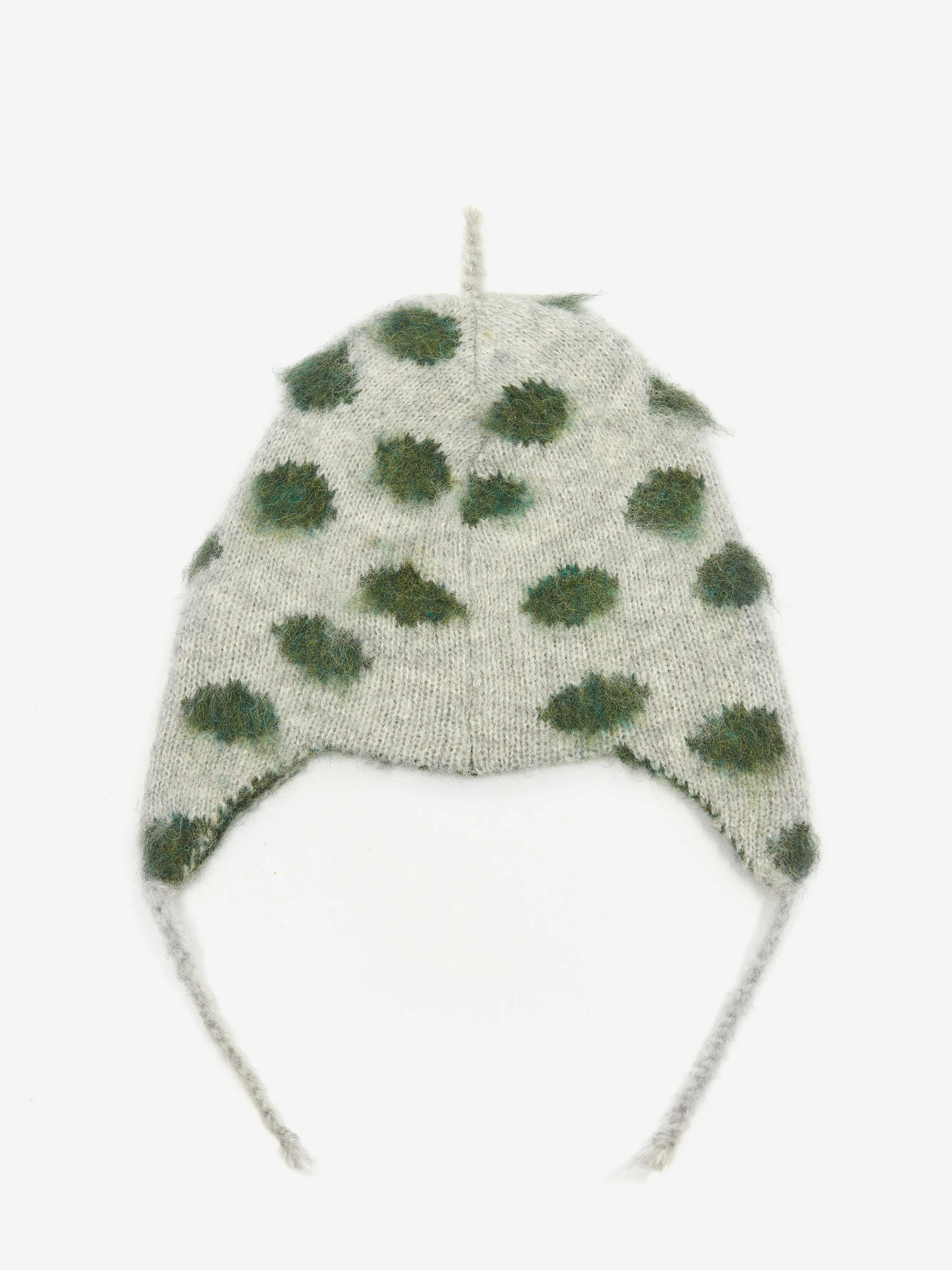 Brain Dead Alpaca Knit Polka Dot Ear Flap Beanie - Olive - Image 4