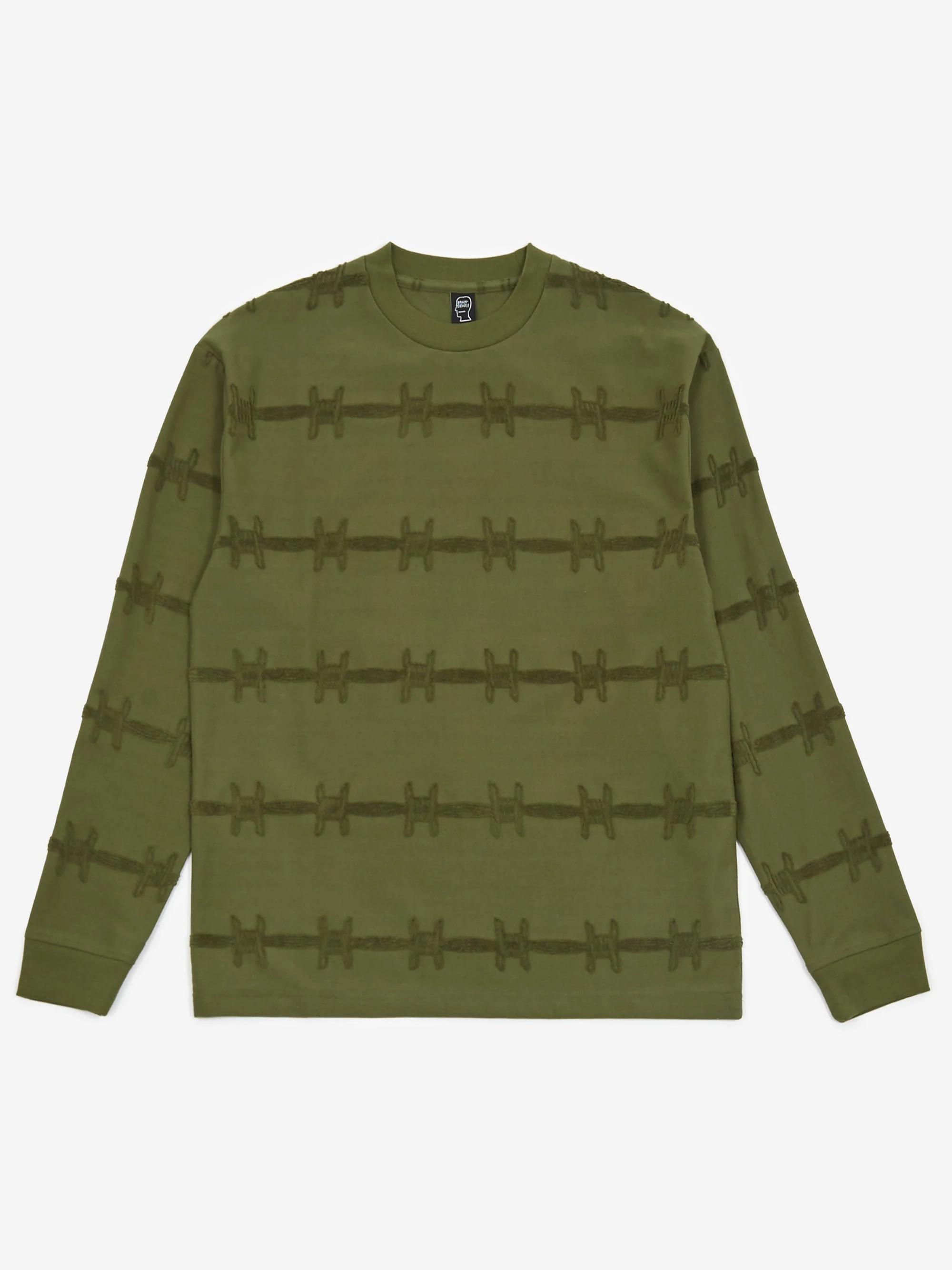 Brain Dead Barbed Wire Longsleeve T-Shirt - Olive - Image 2