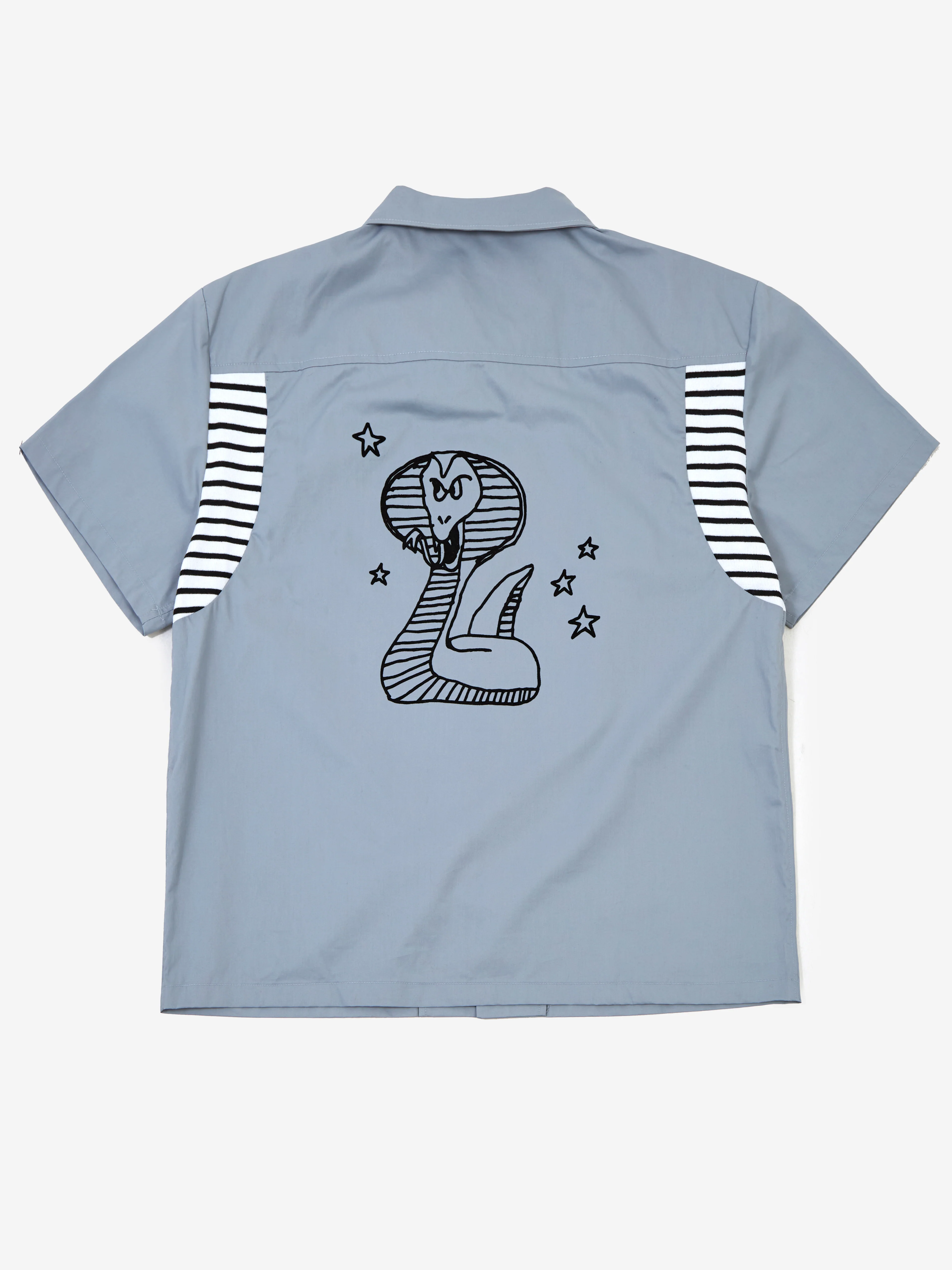 Brain Dead Cobra Flocked Bowling Shirt - Stone - Image 3