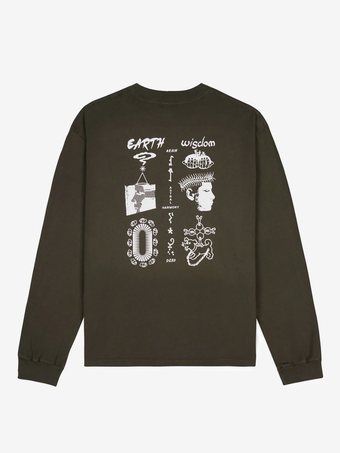 Brain Dead Earth Wisdom Long Sleeve Shirt - Dark Green - Image 5