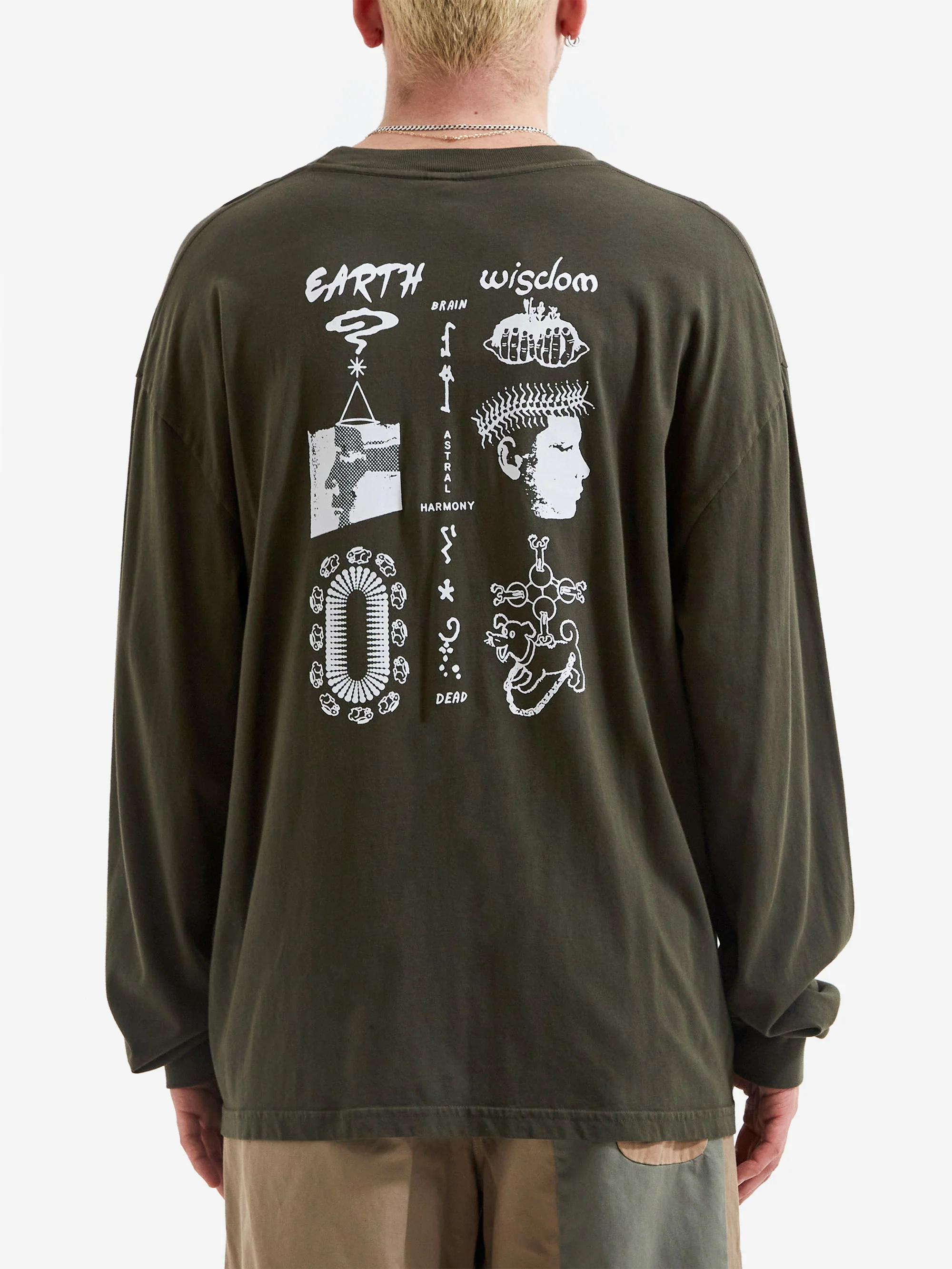 Brain Dead Earth Wisdom Long Sleeve Shirt - Dark Green - Image 7