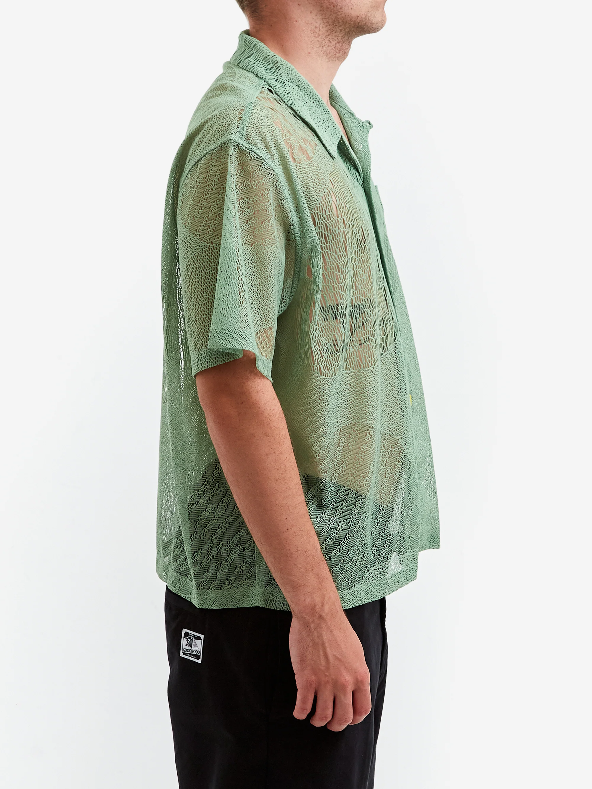 Brain Dead Engineered Mesh Short Sleeve Button Up - Green - Image 5