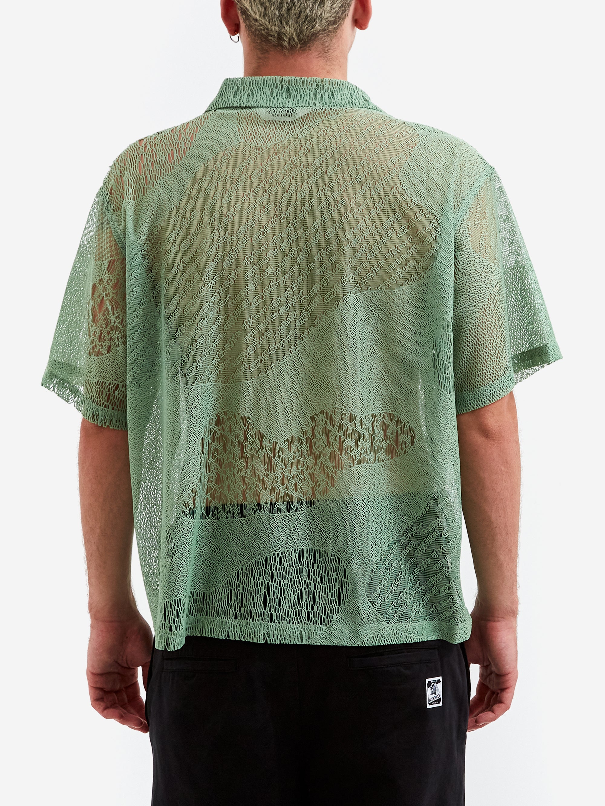 Brain Dead Engineered Mesh Short Sleeve Button Up - Green - Image 6