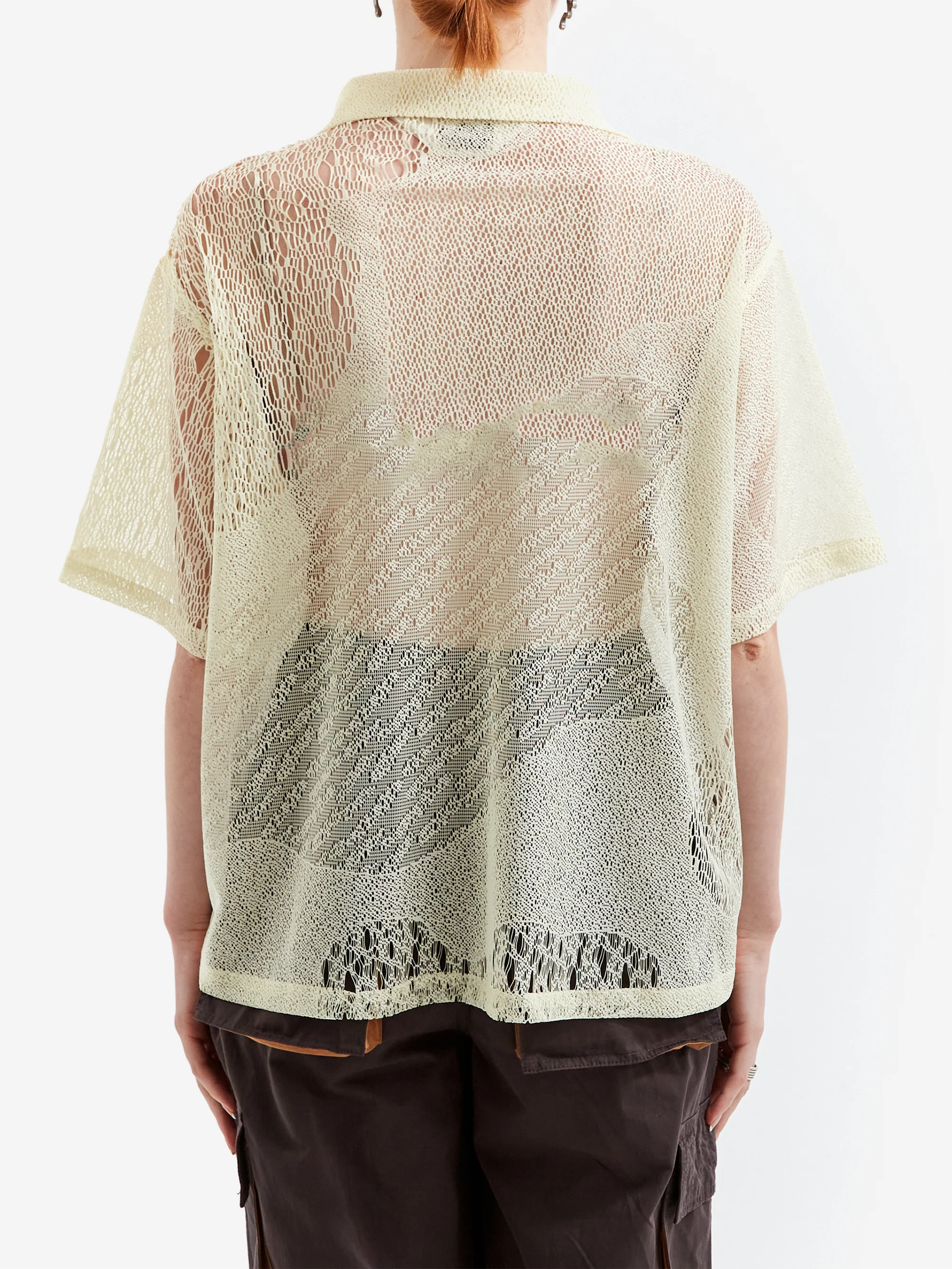 Brain Dead Engineered Mesh Short Sleeve Button Up W - Natural - Image 3