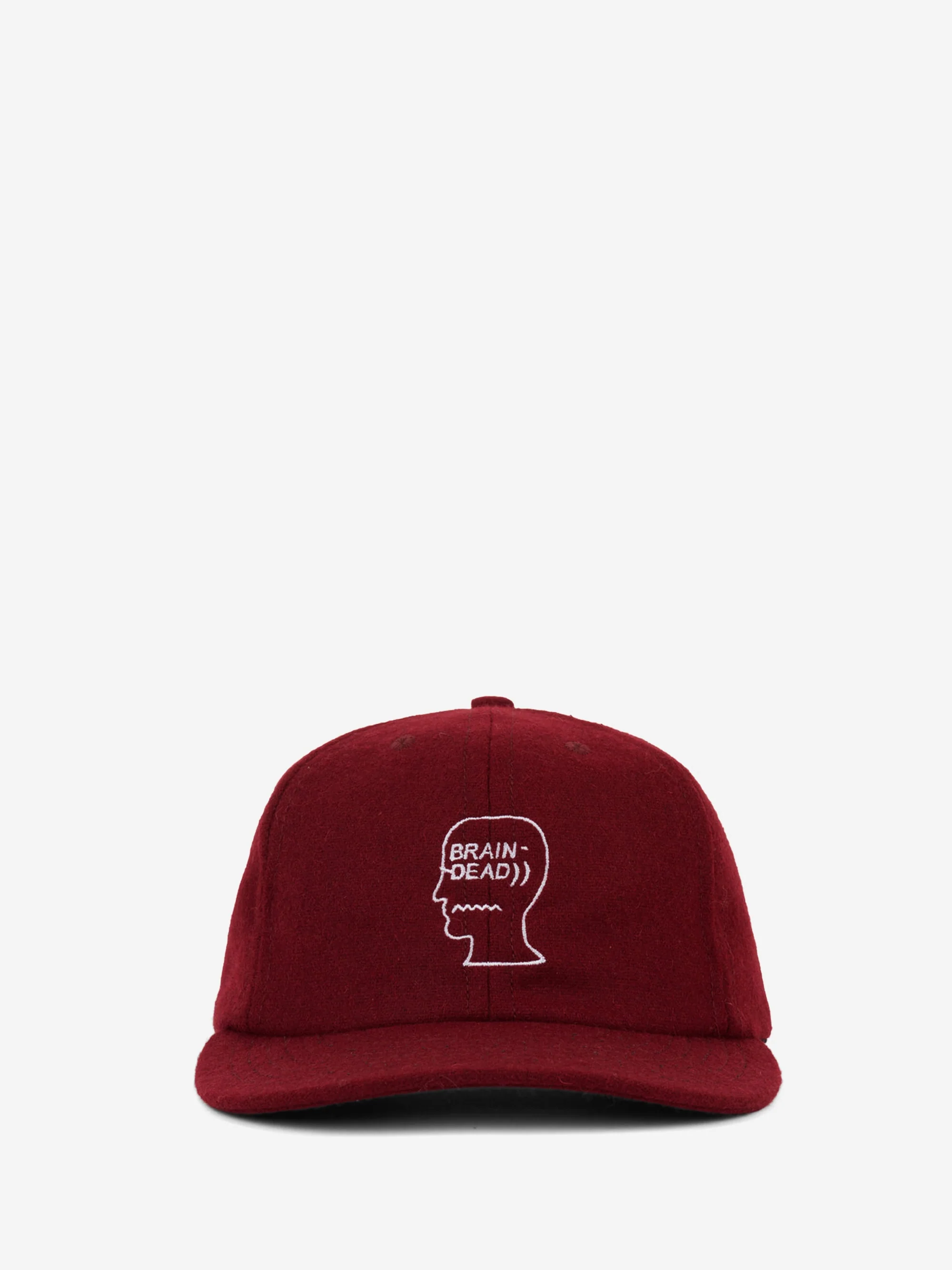 Brain Dead Flannel Classic Logohead 6 Panel Hat - Burgundy