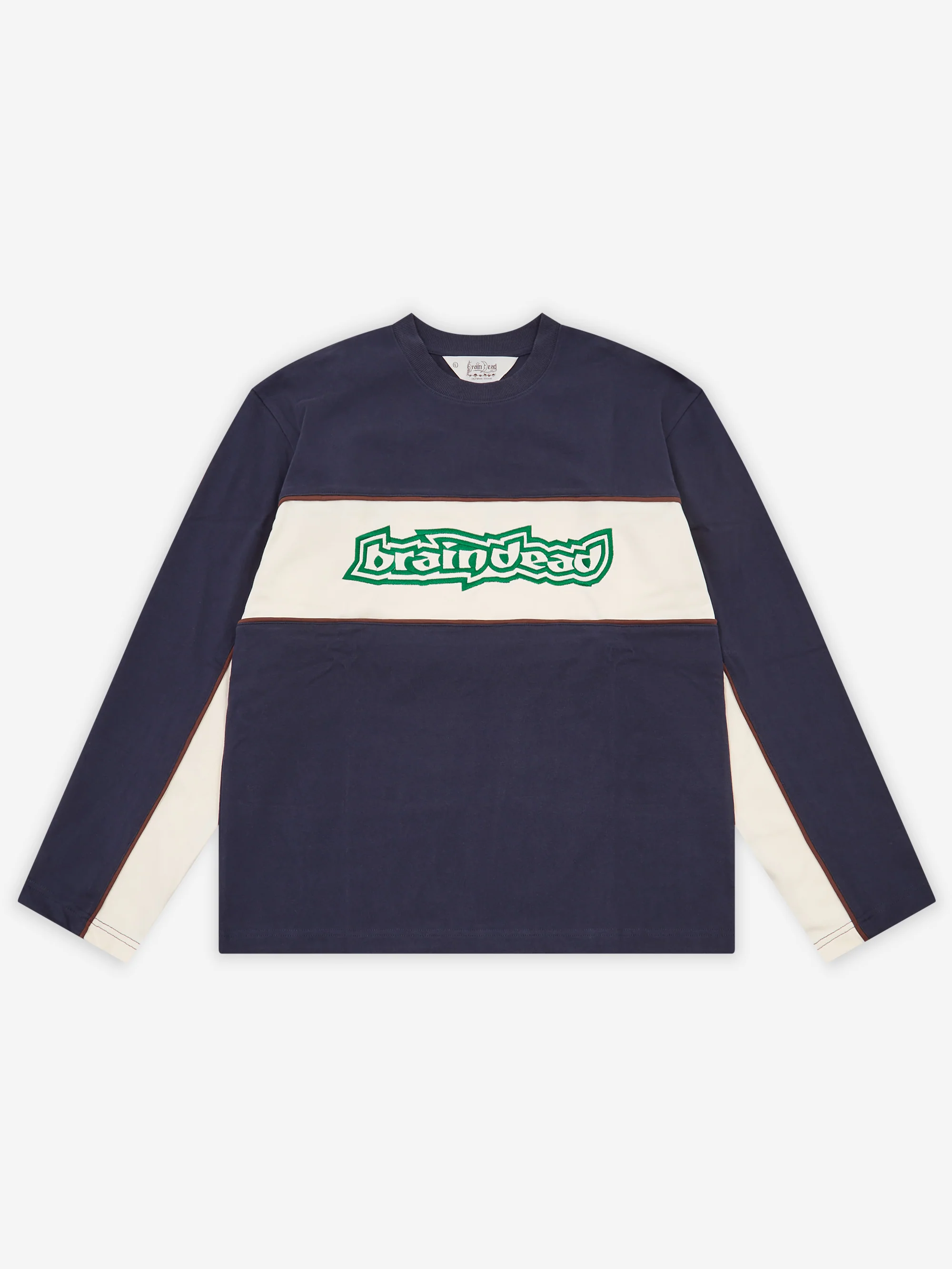 Brain Dead Heavyweight Paneled Long Sleeve Shirt - Navy