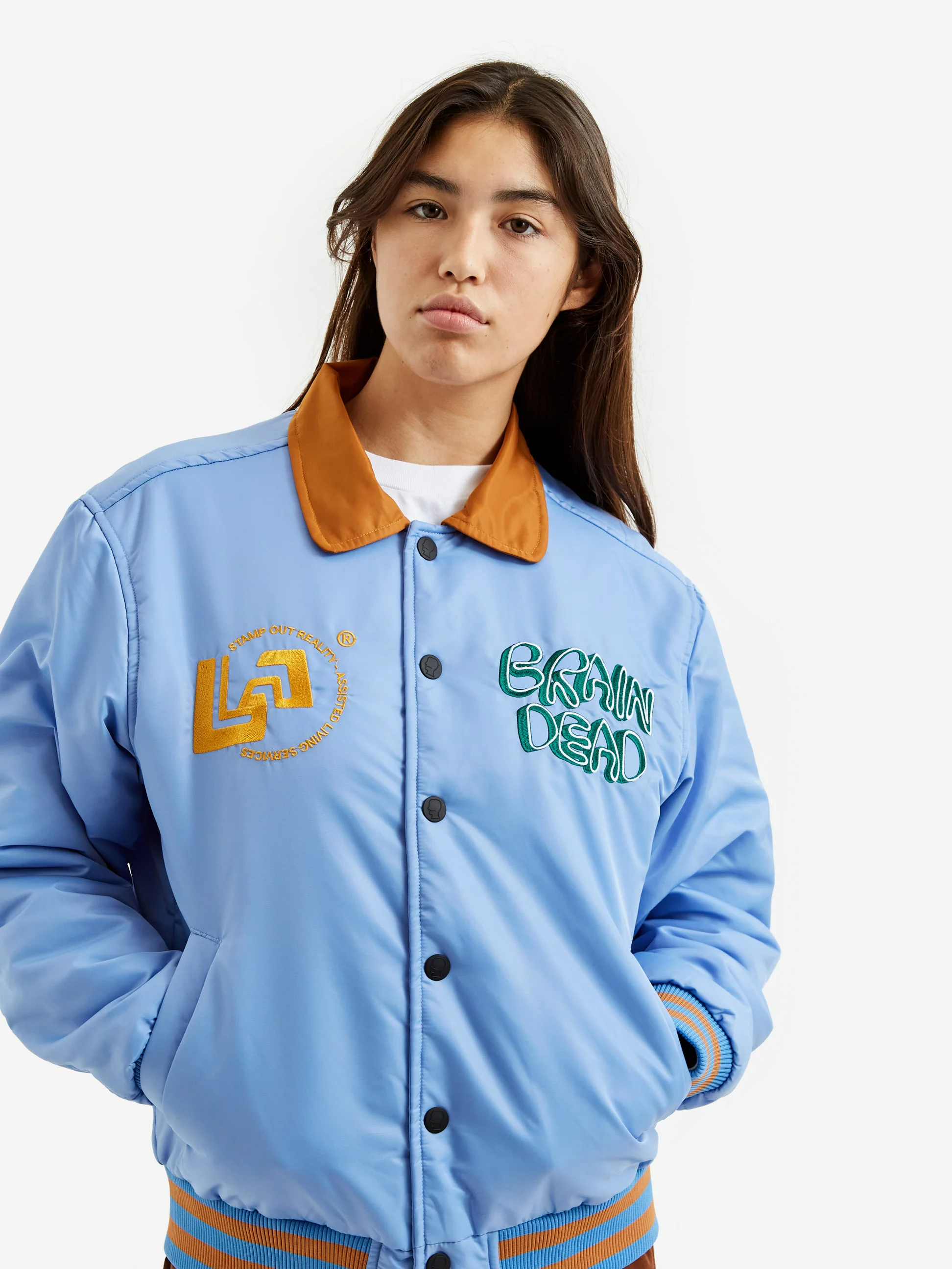 Brain Dead Human Hardware Satin Jacket - Slate Blue - Image 4