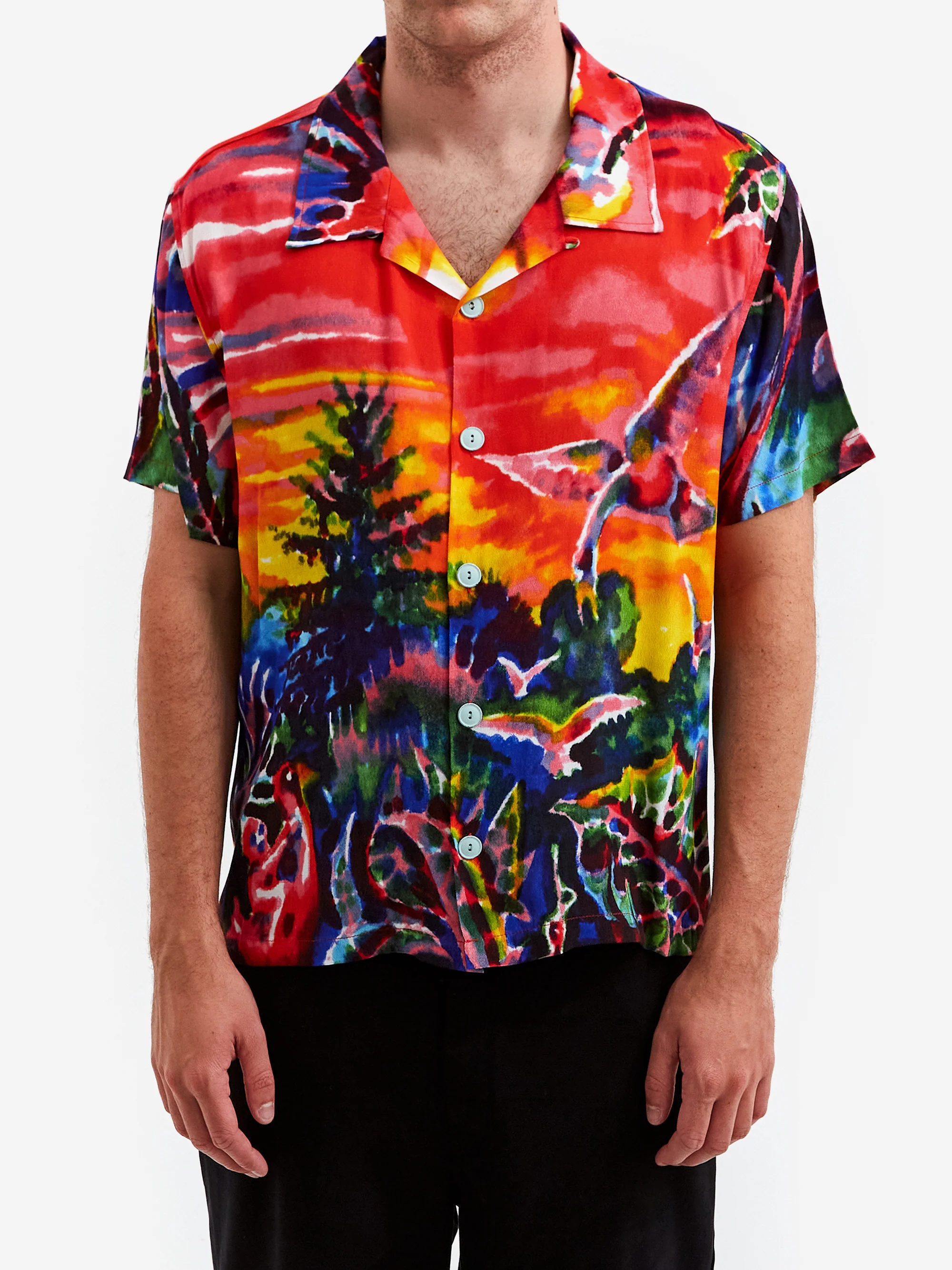 Brain Dead Jul Q Short Sleevee Button Up Shirt - Red - Image 2