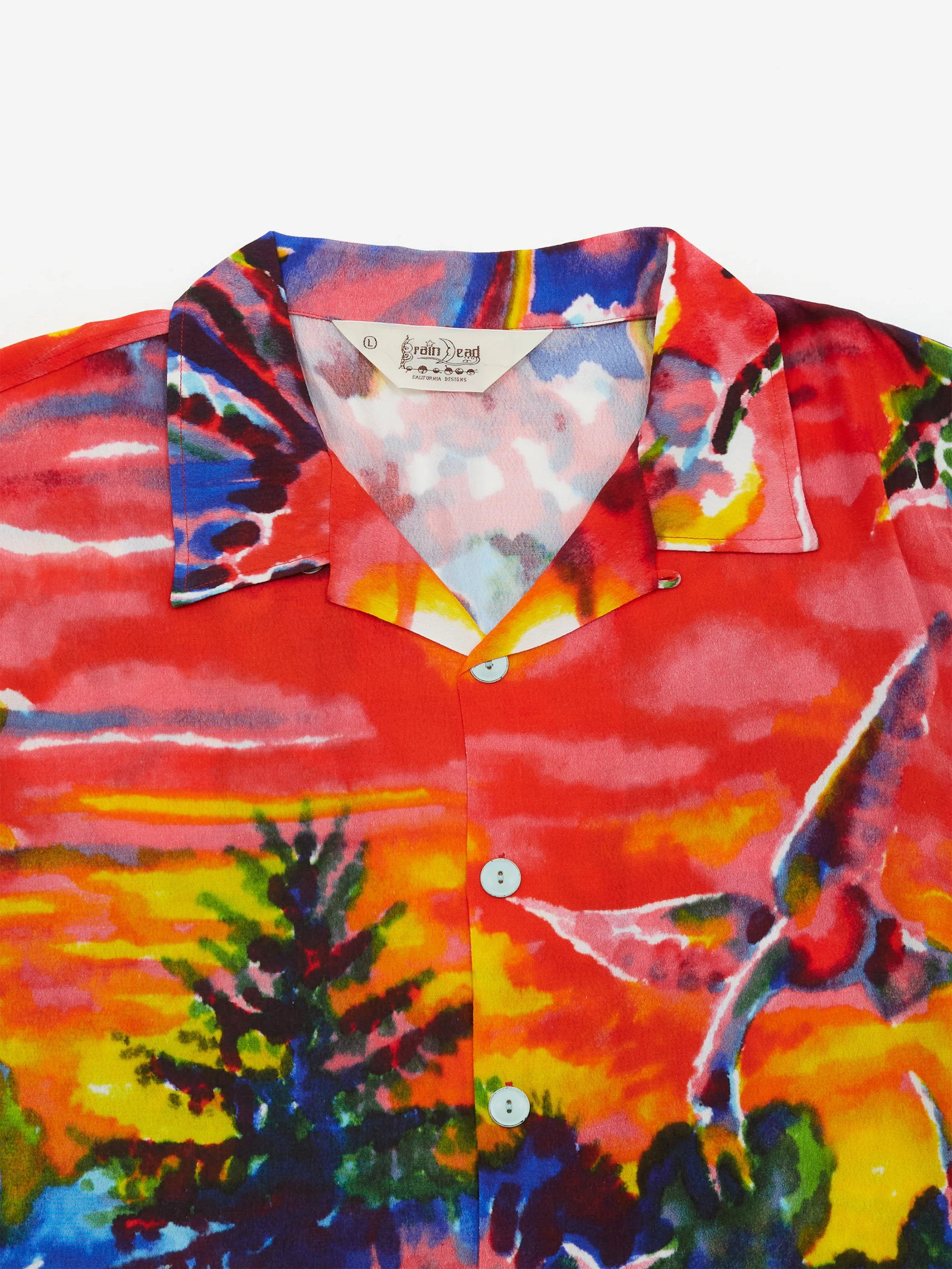 Brain Dead Jul Q Short Sleevee Button Up Shirt - Red - Image 3