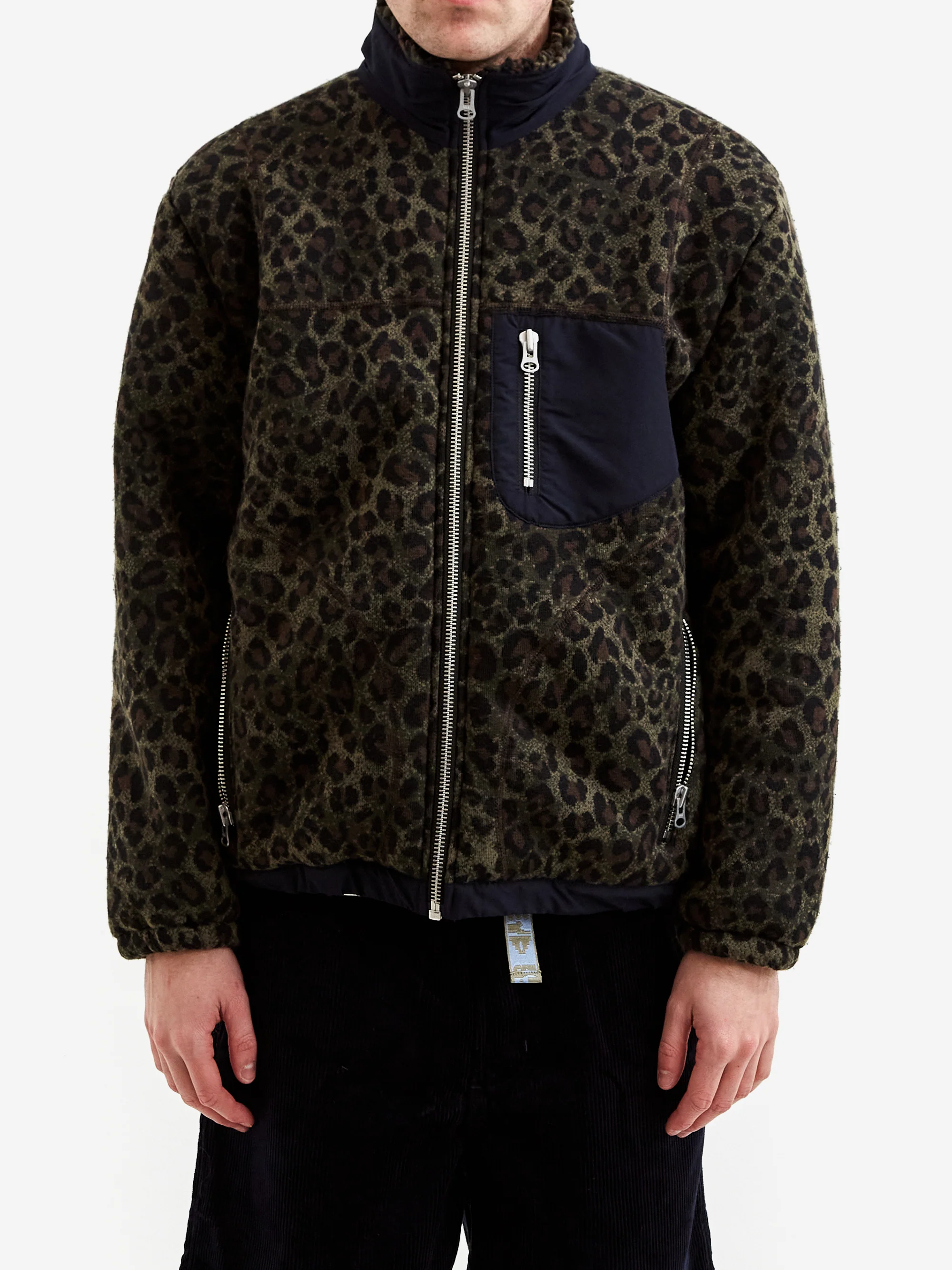 Brain Dead Leopard Reverse Sherpa Jacket - Olive - Image 2