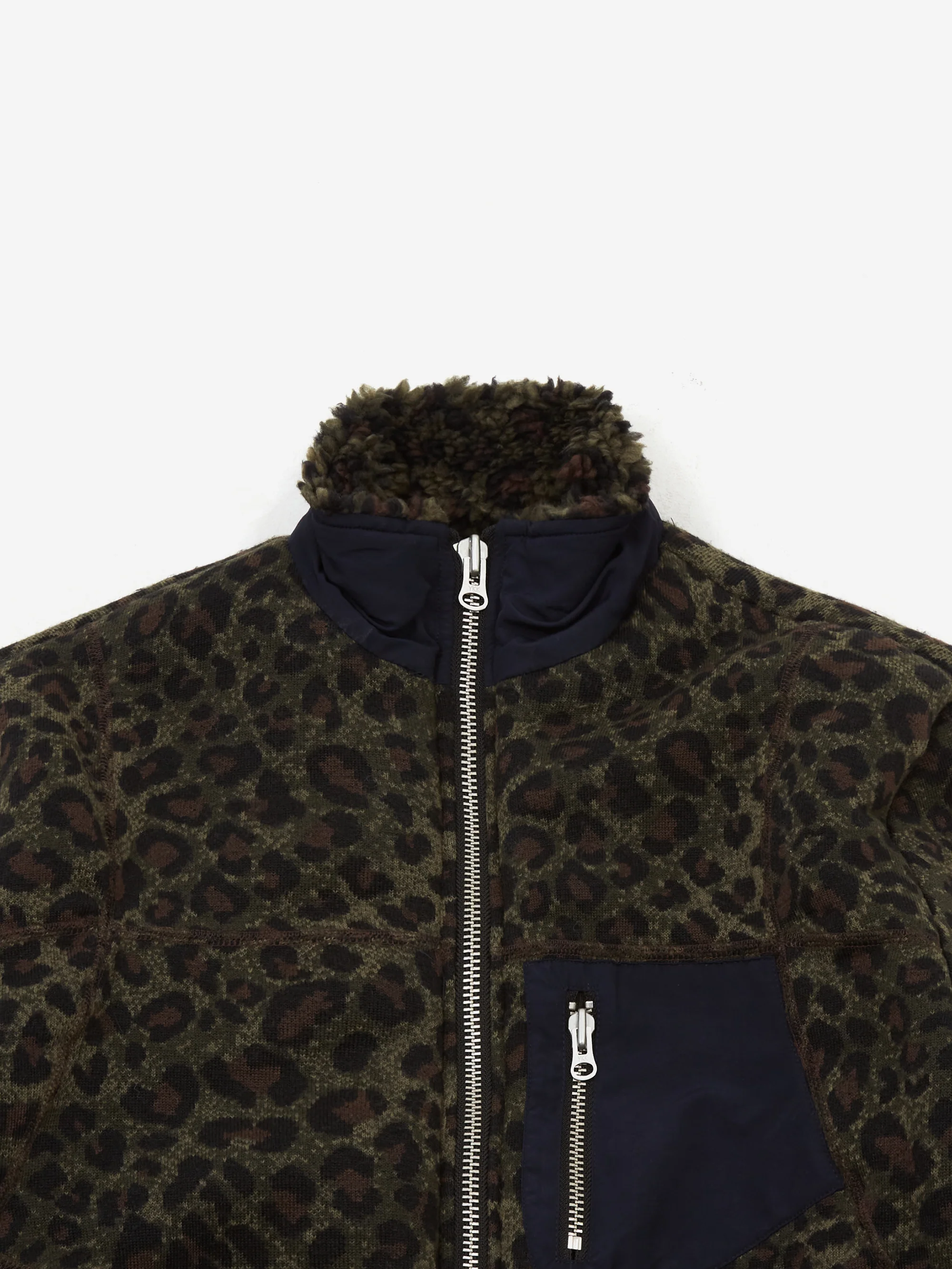 Brain Dead Leopard Reverse Sherpa Jacket - Olive - Image 3