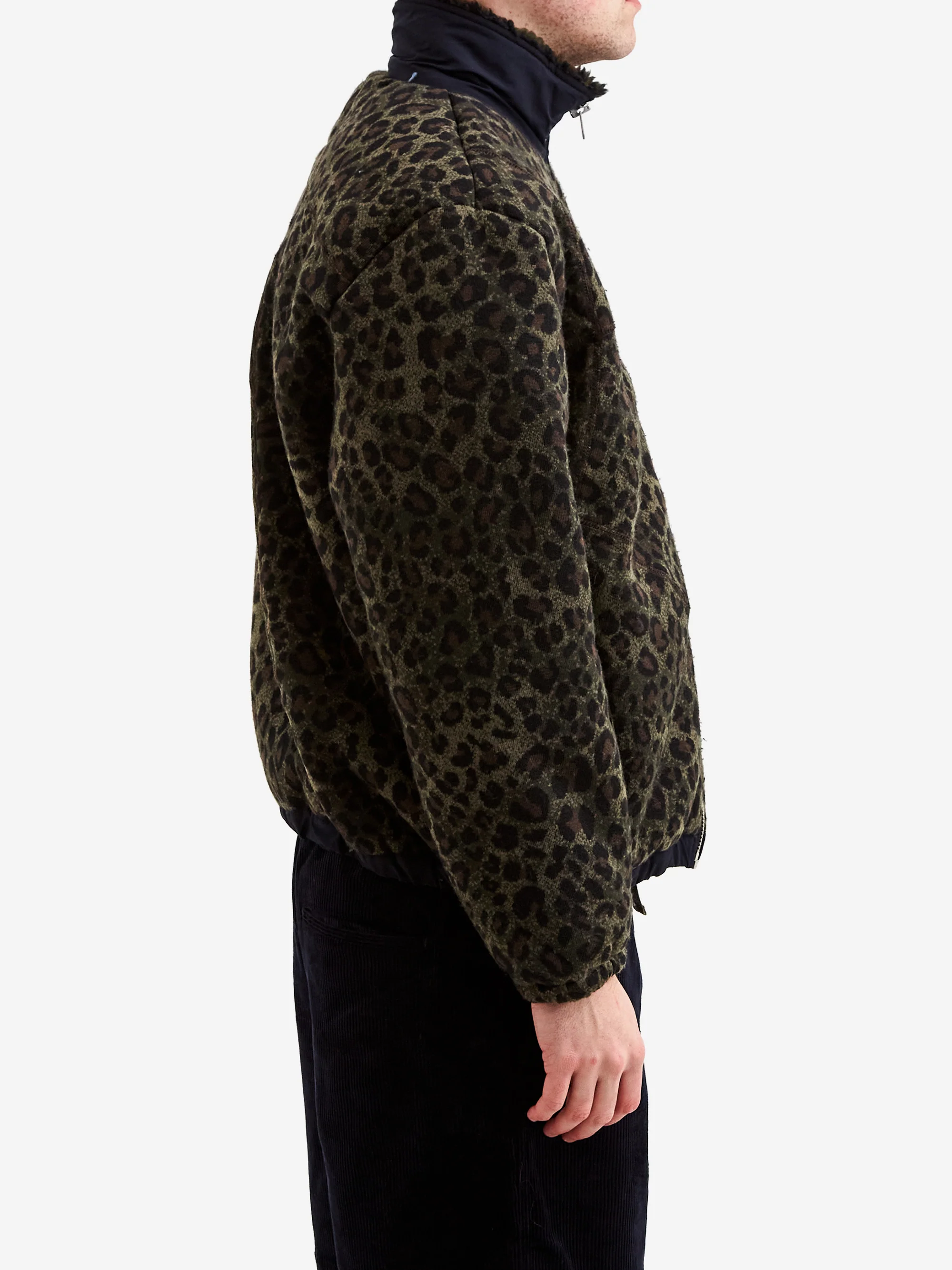 Brain Dead Leopard Reverse Sherpa Jacket - Olive - Image 5