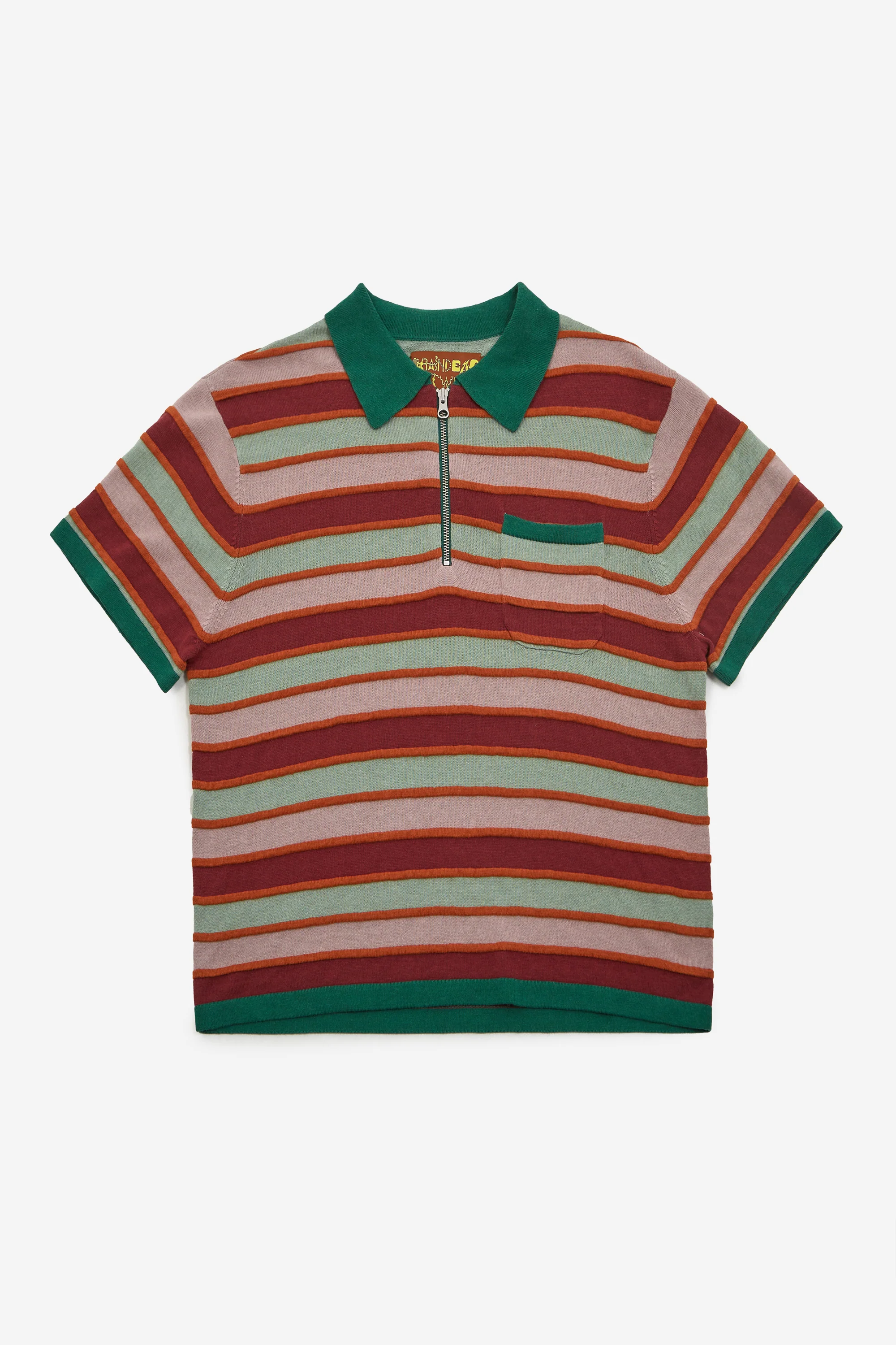Brain Dead Lifted Stripe Half Zip Shirt - Red Multi