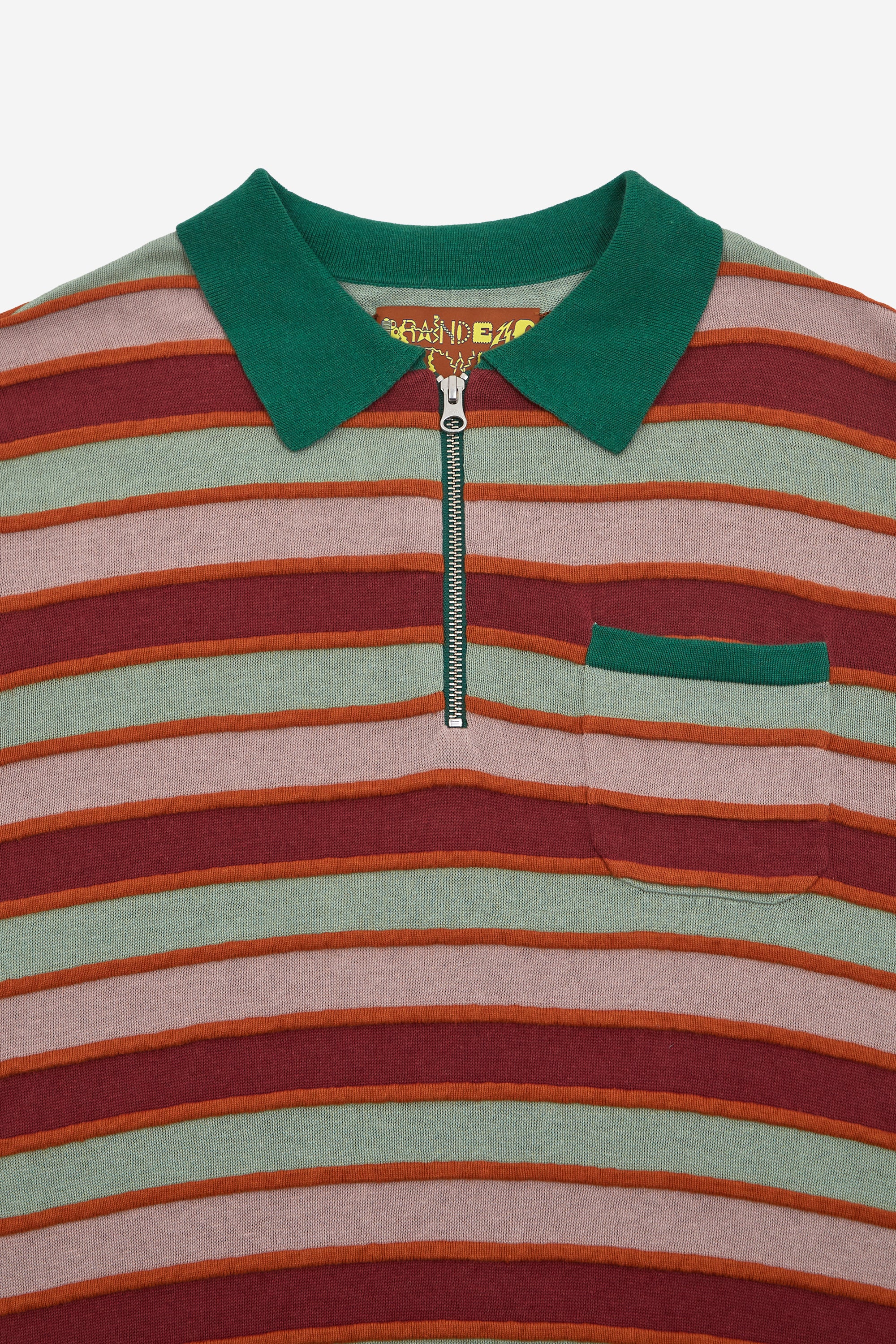 Brain Dead Lifted Stripe Half Zip Shirt - Red Multi - Image 3