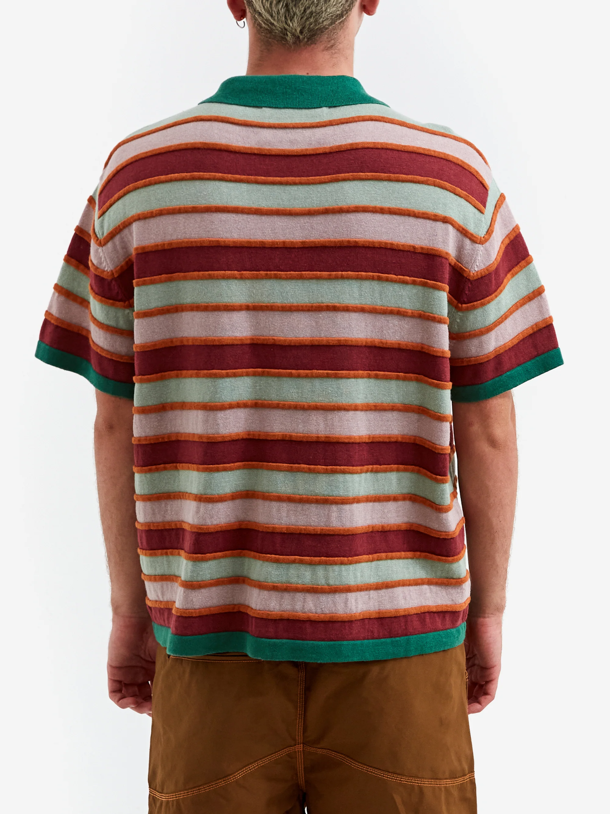Brain Dead Lifted Stripe Half Zip Shirt - Red Multi - Image 6