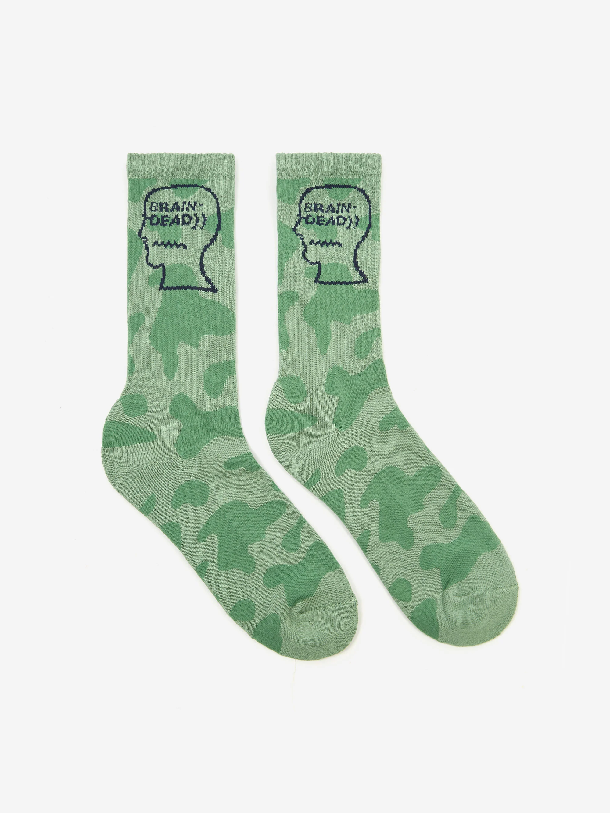 Brain Dead Logohead Crew Socks - Green Cow