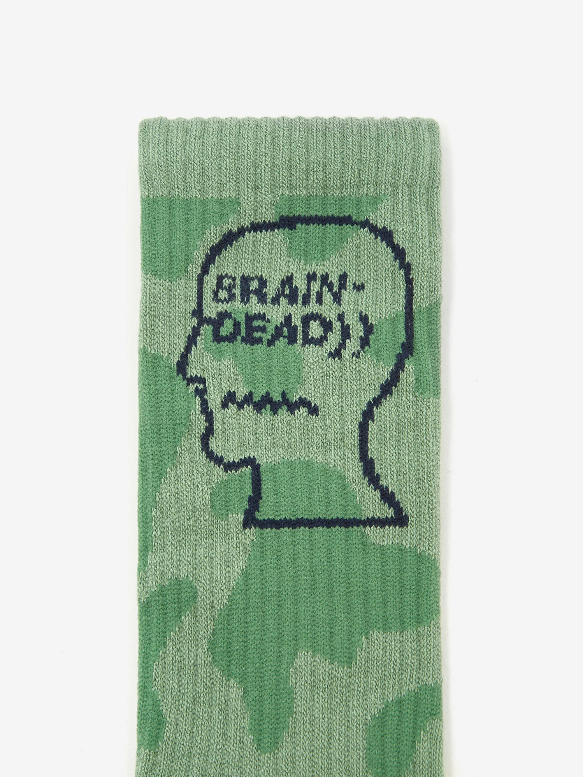Brain Dead Logohead Crew Socks - Green Cow - Image 2