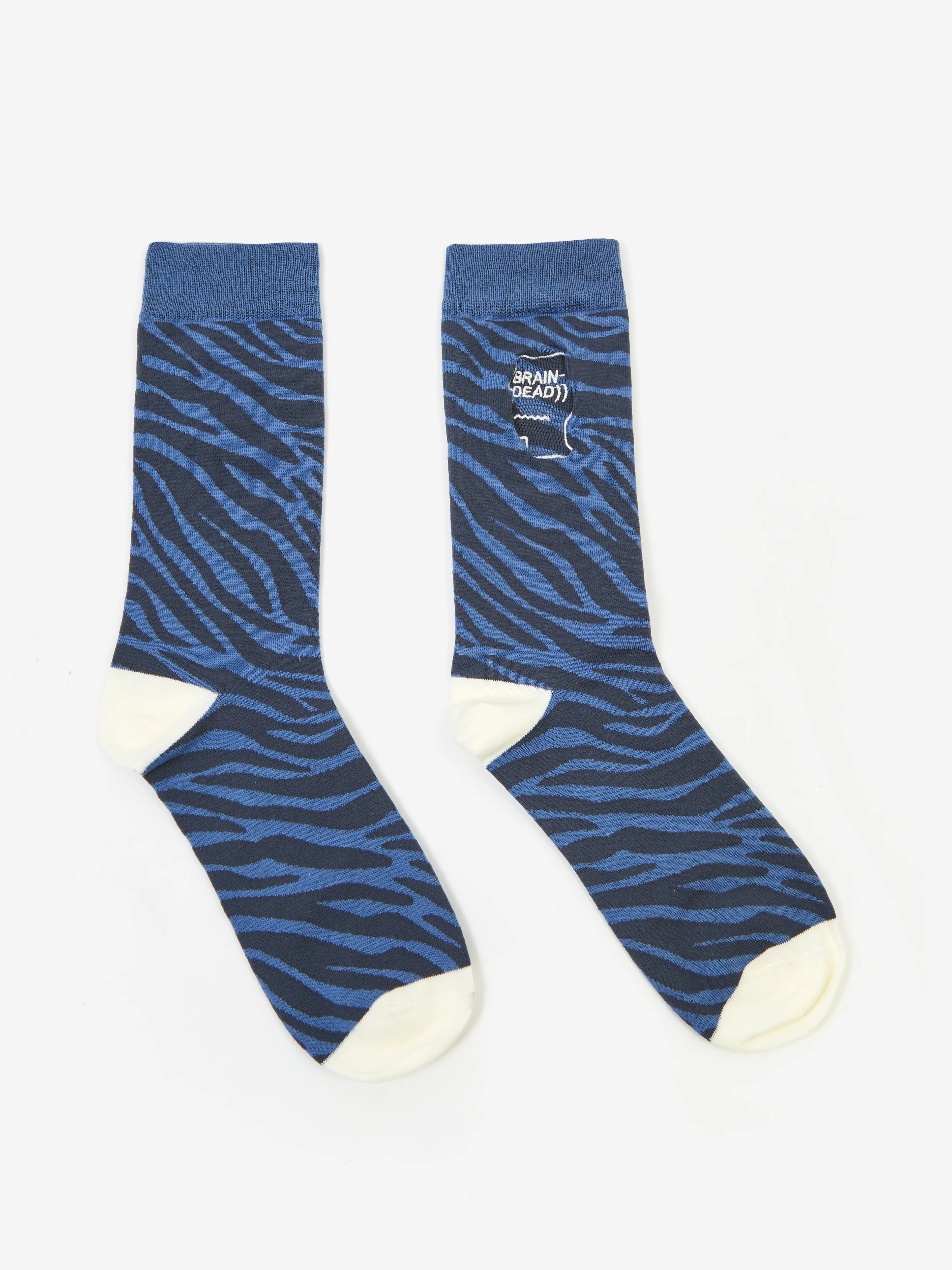 Brain Dead Logohead Dress Socks - Blue Zebra