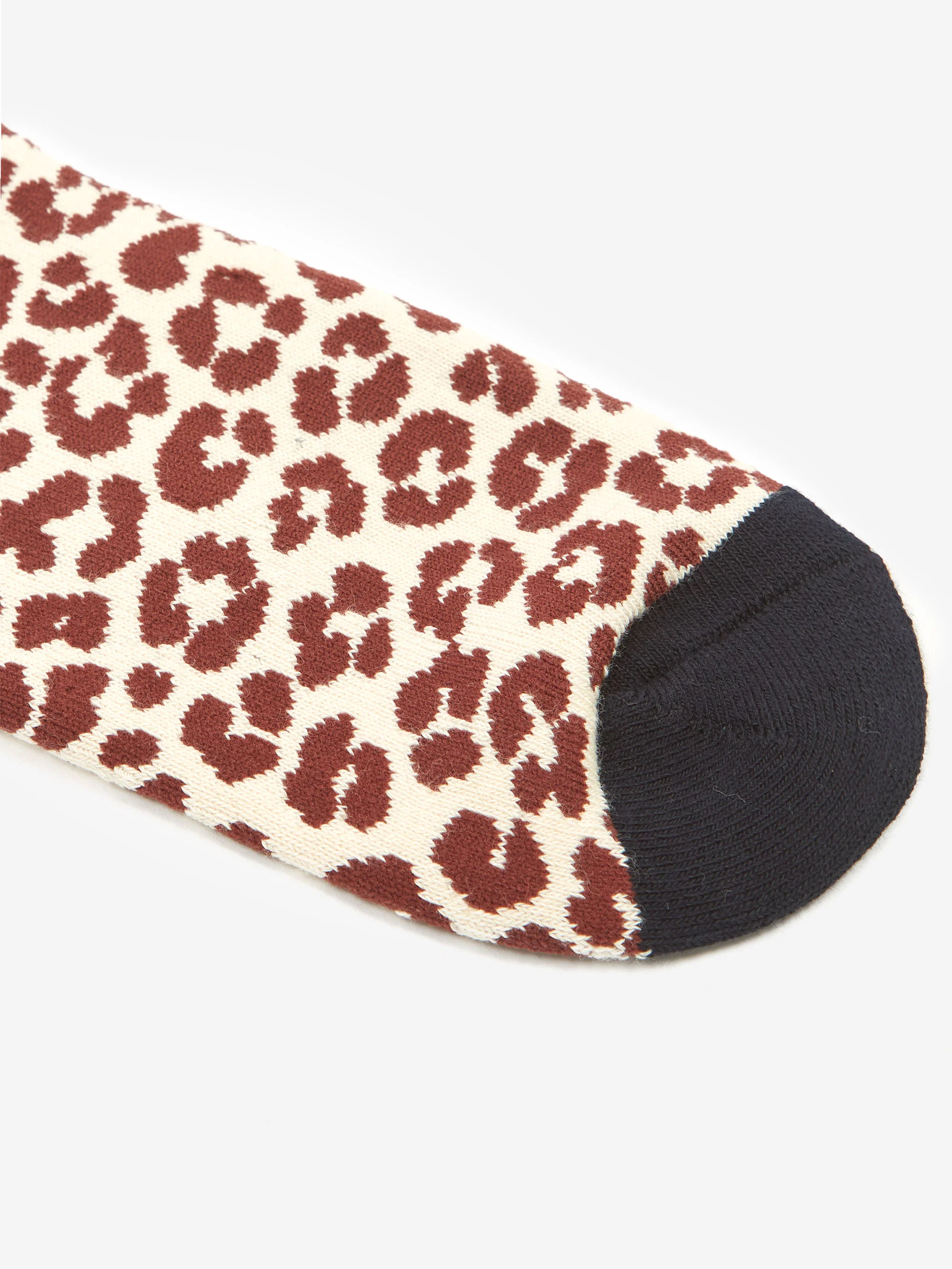 Brain Dead Paneled Logo Crew Socks W -  Maroon Leopard/Navy - Image 3