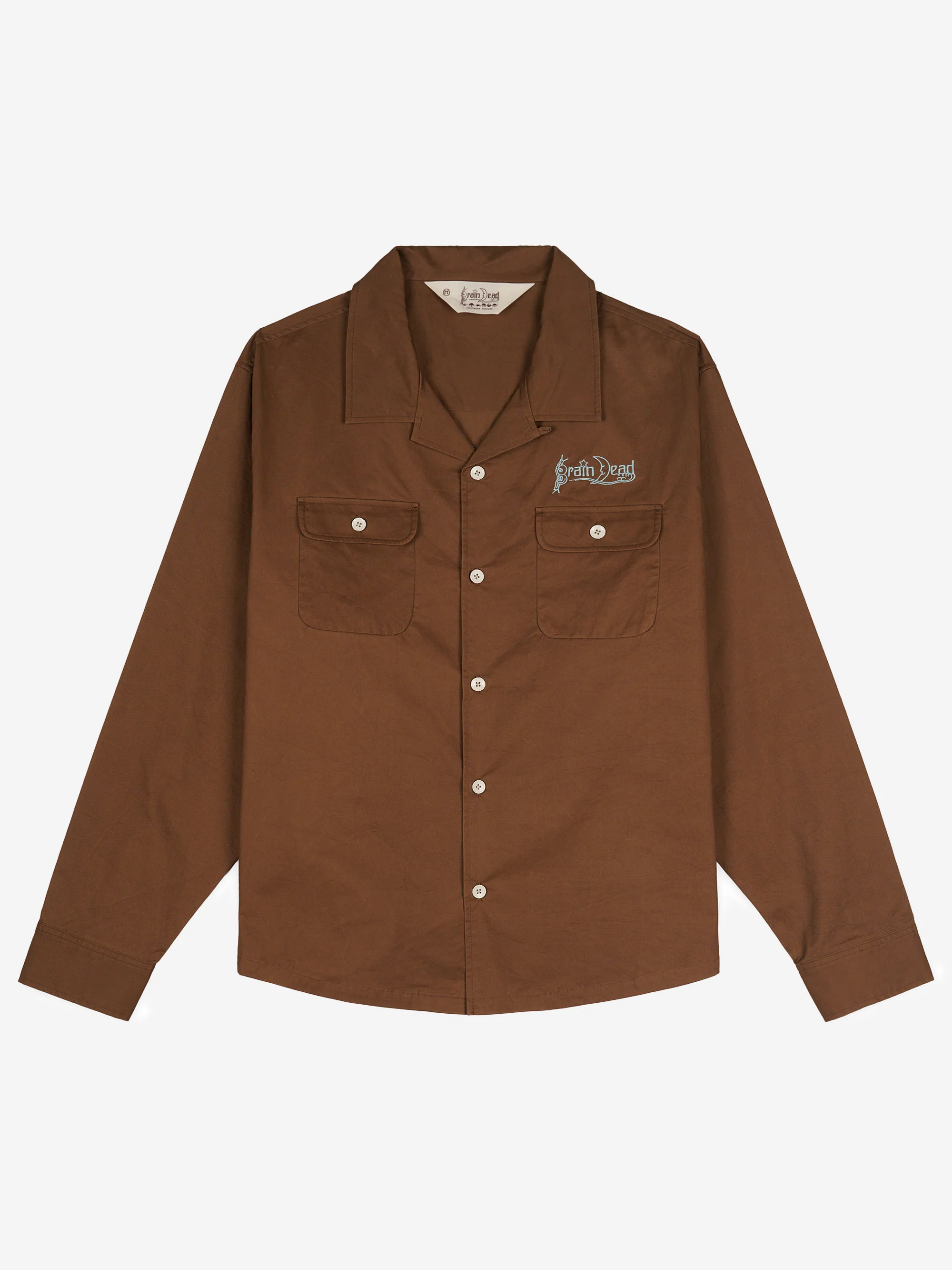 Brain Dead Poplin Camp Collar Shirt - Chocolate