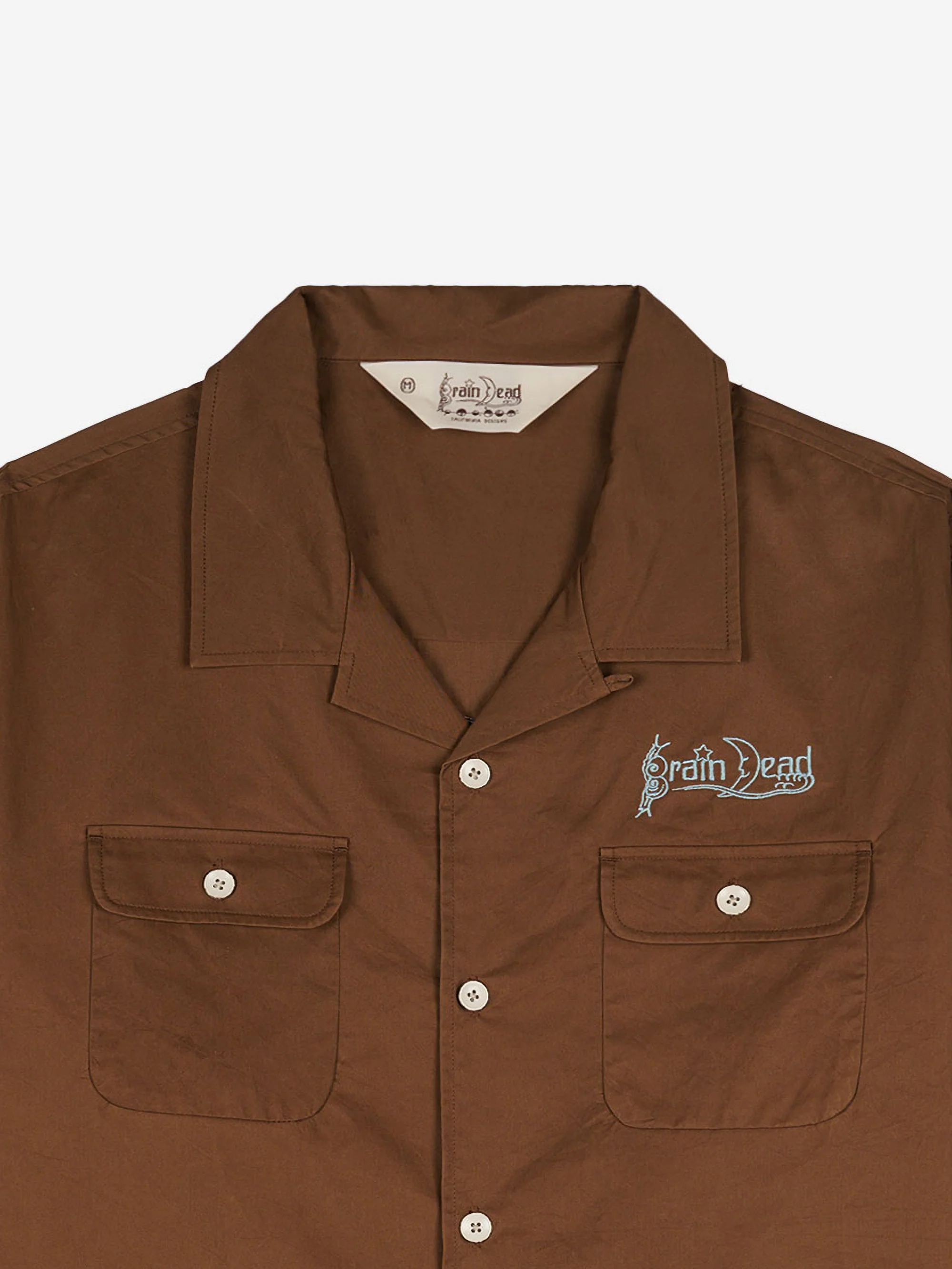 Brain Dead Poplin Camp Collar Shirt - Chocolate - Image 3