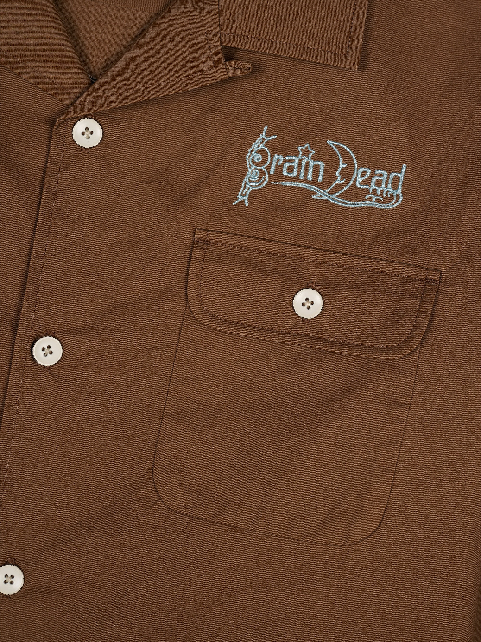 Brain Dead Poplin Camp Collar Shirt - Chocolate - Image 4