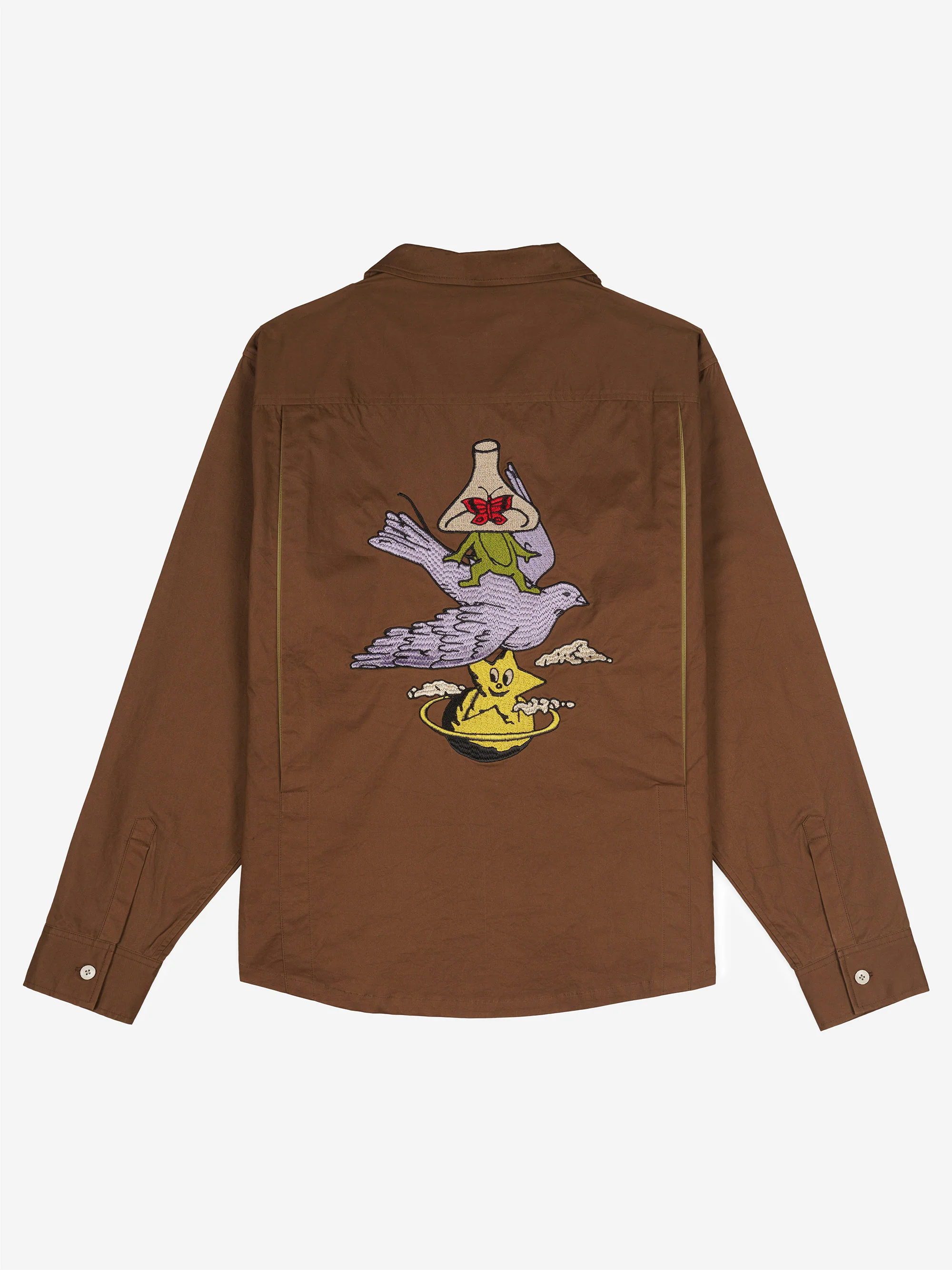 Brain Dead Poplin Camp Collar Shirt - Chocolate - Image 6