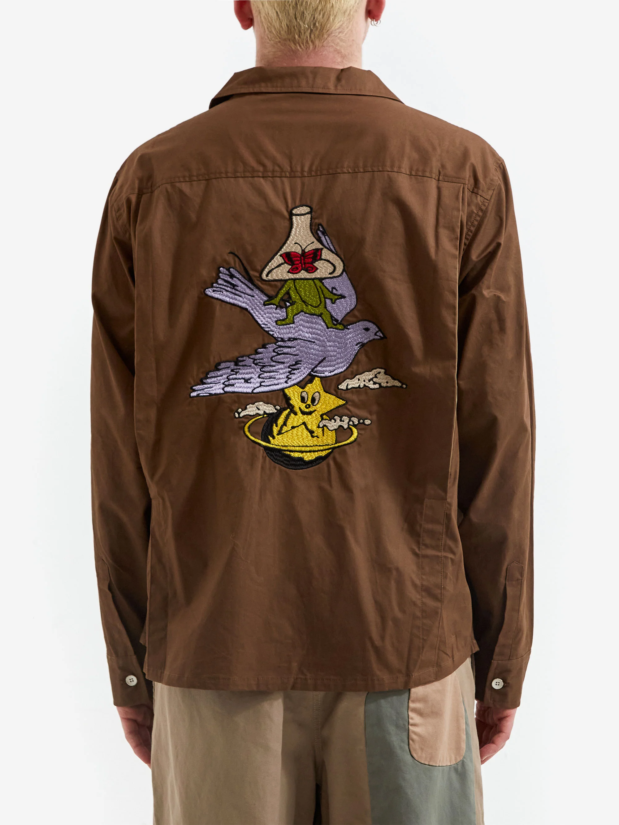 Brain Dead Poplin Camp Collar Shirt - Chocolate - Image 8
