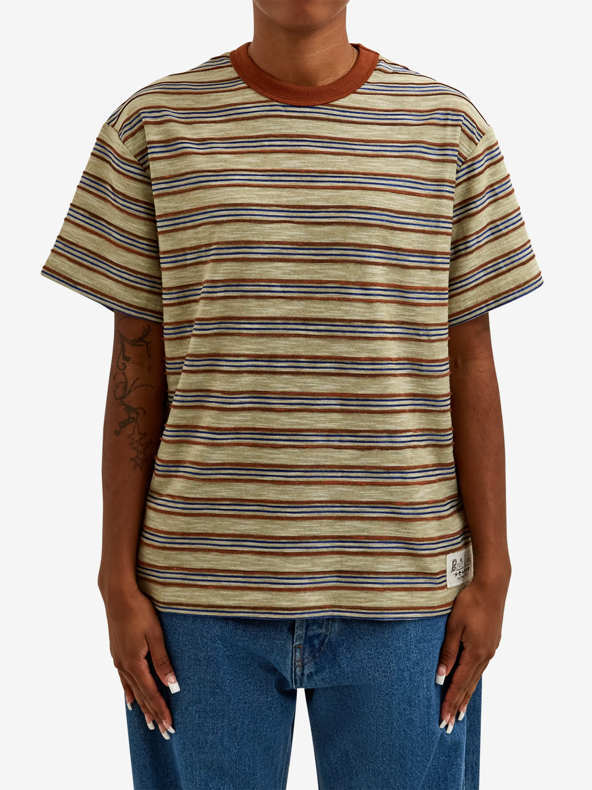 Brain Dead Pudu Stripe Short Sleeve - Natural
