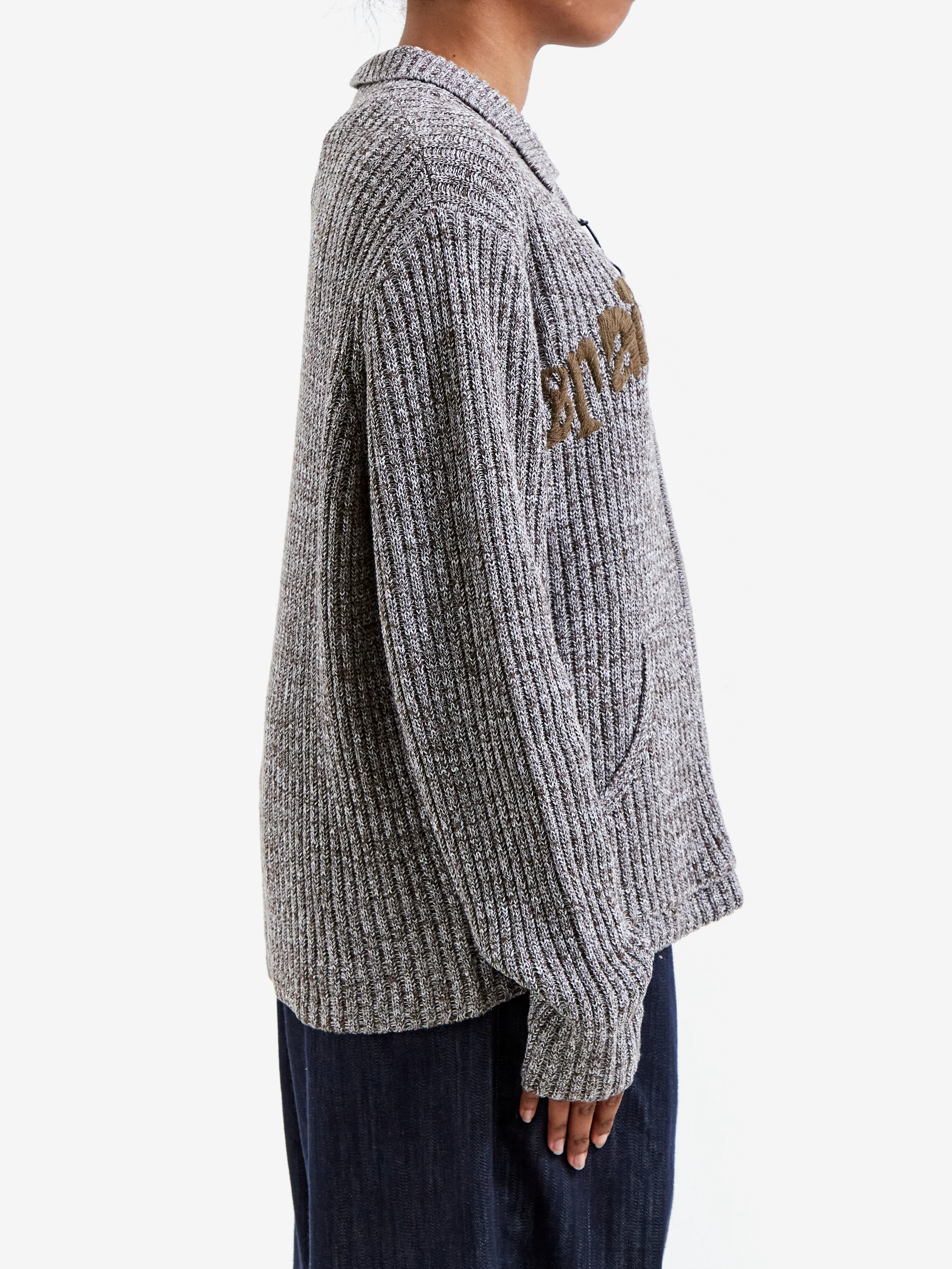 Brain Dead Rib Knit Cardigan W - Brown Multi - Image 3