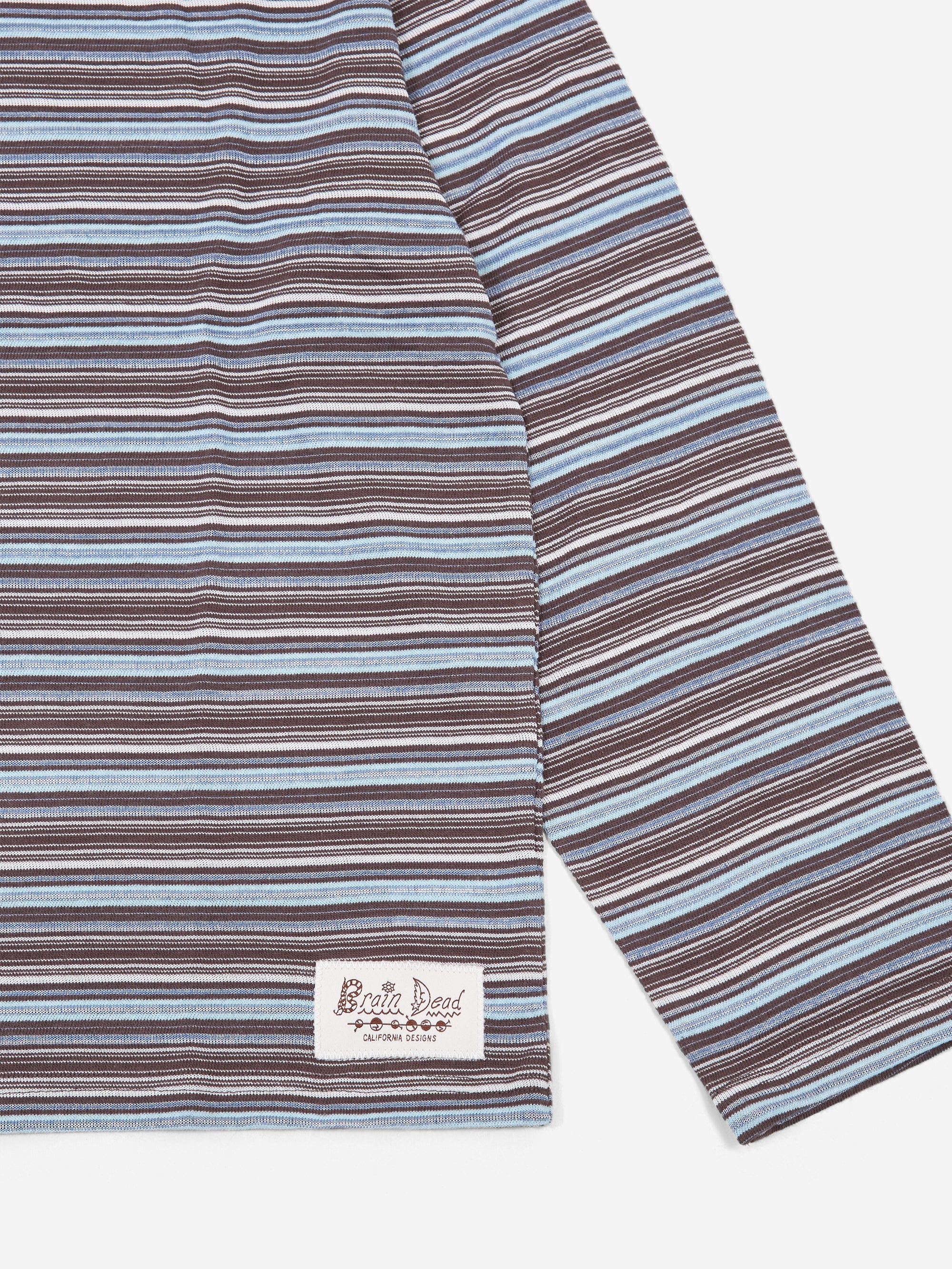 Brain Dead Romy Multi Stripe Long Sleeve T-Shirt - Brown - Image 2