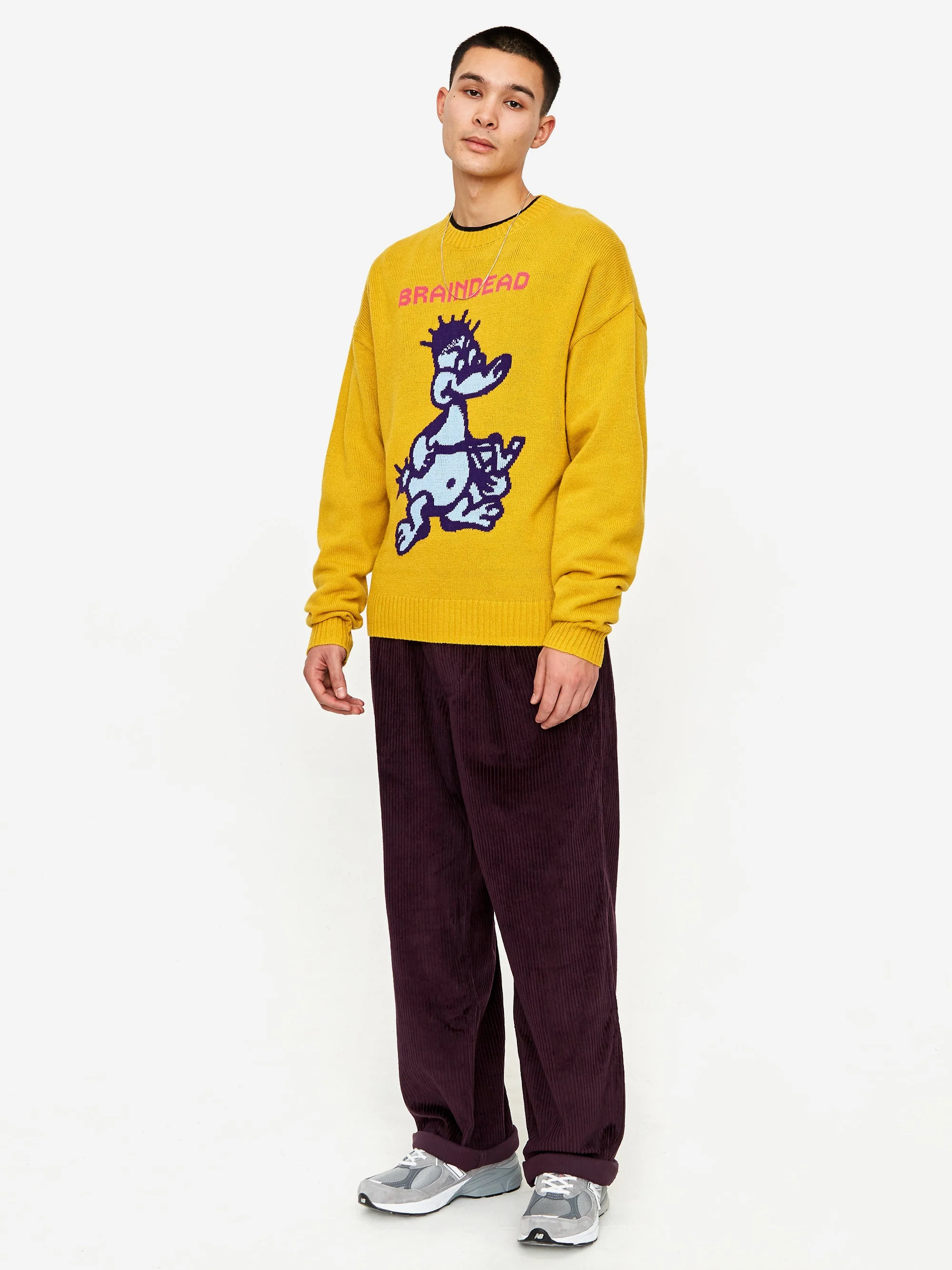 Brain Dead Slingshot Knit Jumper - Mustard - Image 6