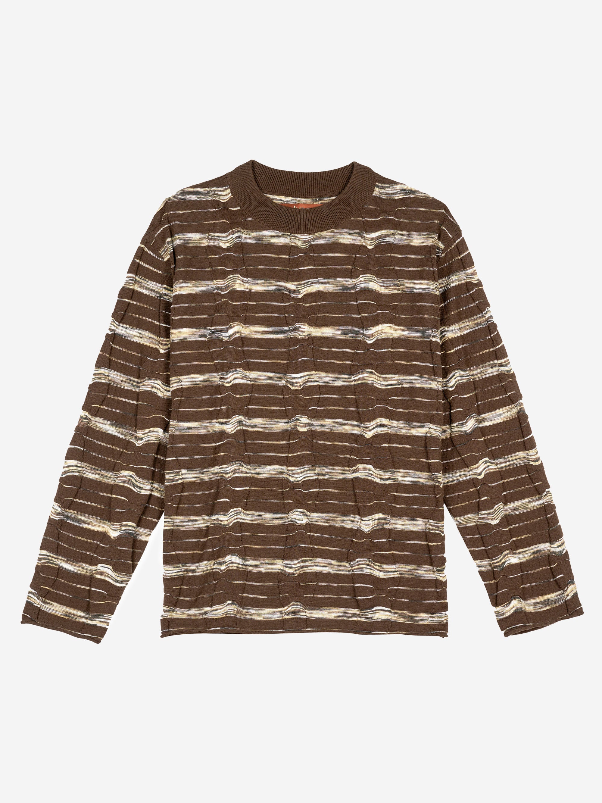 Brain Dead Space Dye Long Sleeve Mock Neck Sweater-Brown
