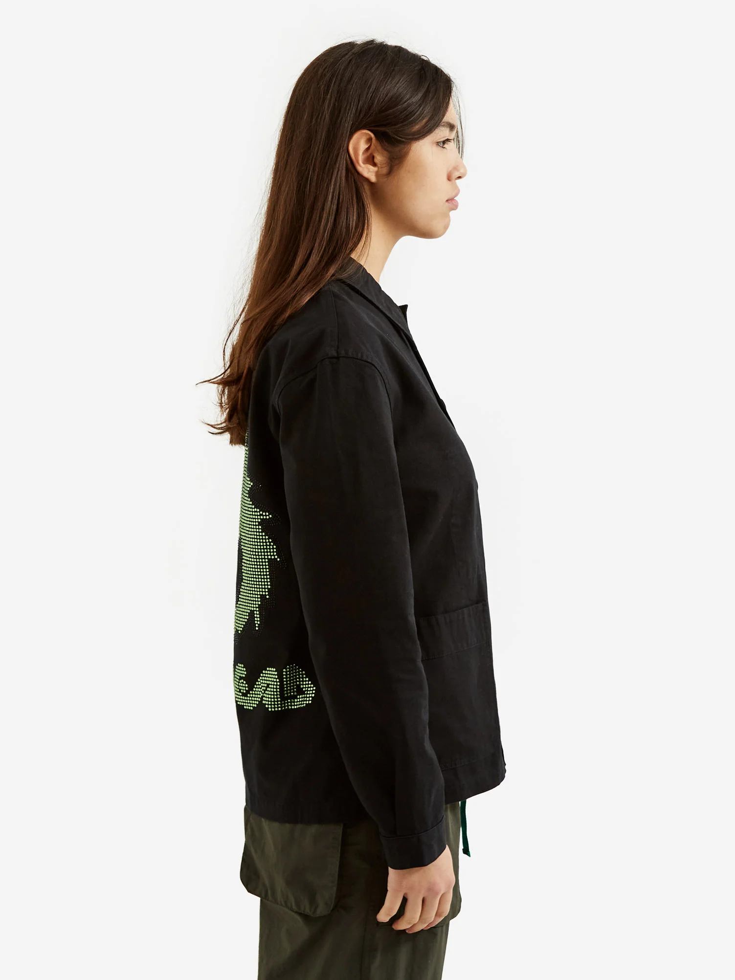 Brain Dead Squirrel Rhinestone Chore Coat - Washed Black - Image 3