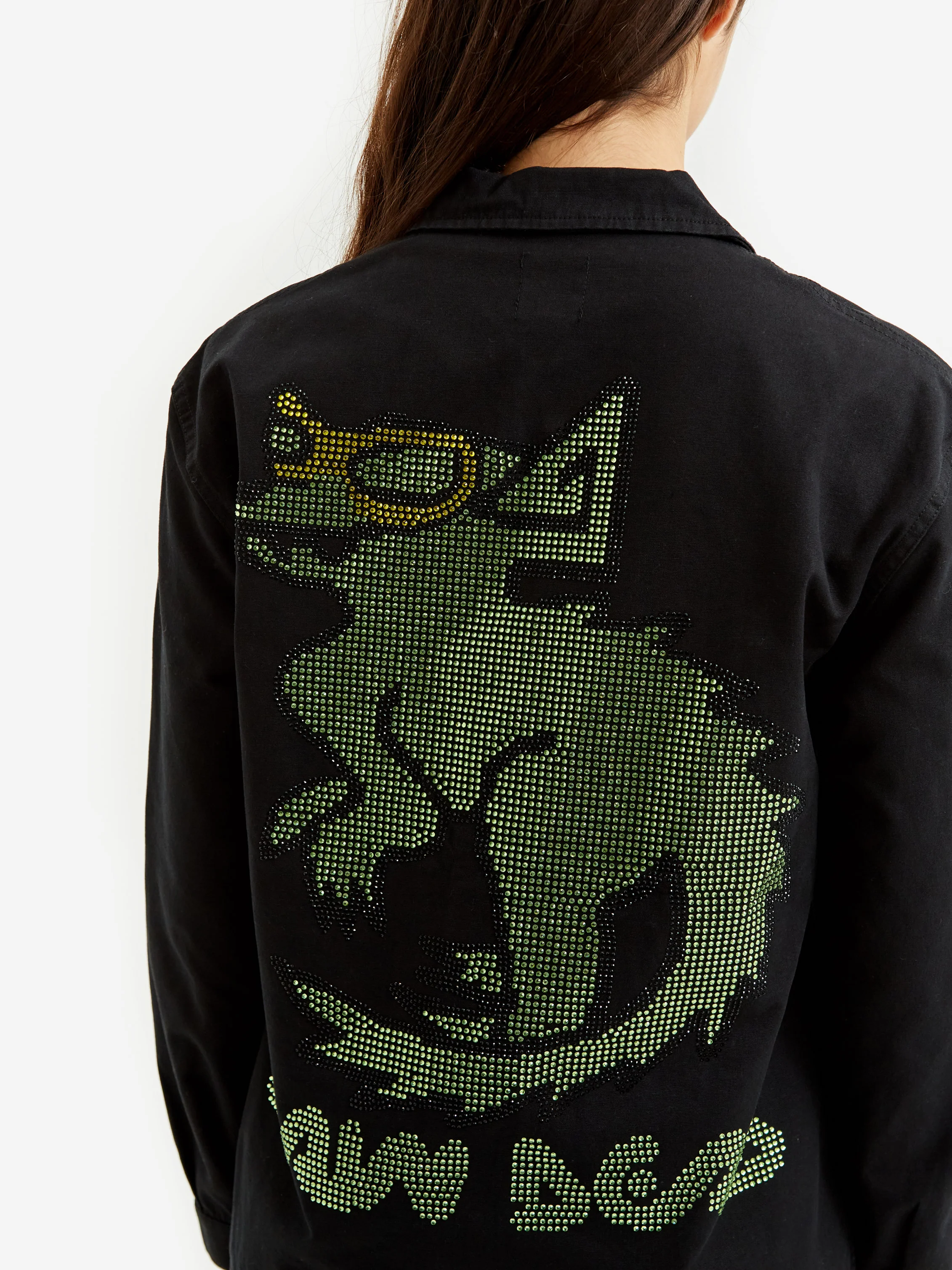 Brain Dead Squirrel Rhinestone Chore Coat - Washed Black - Image 6
