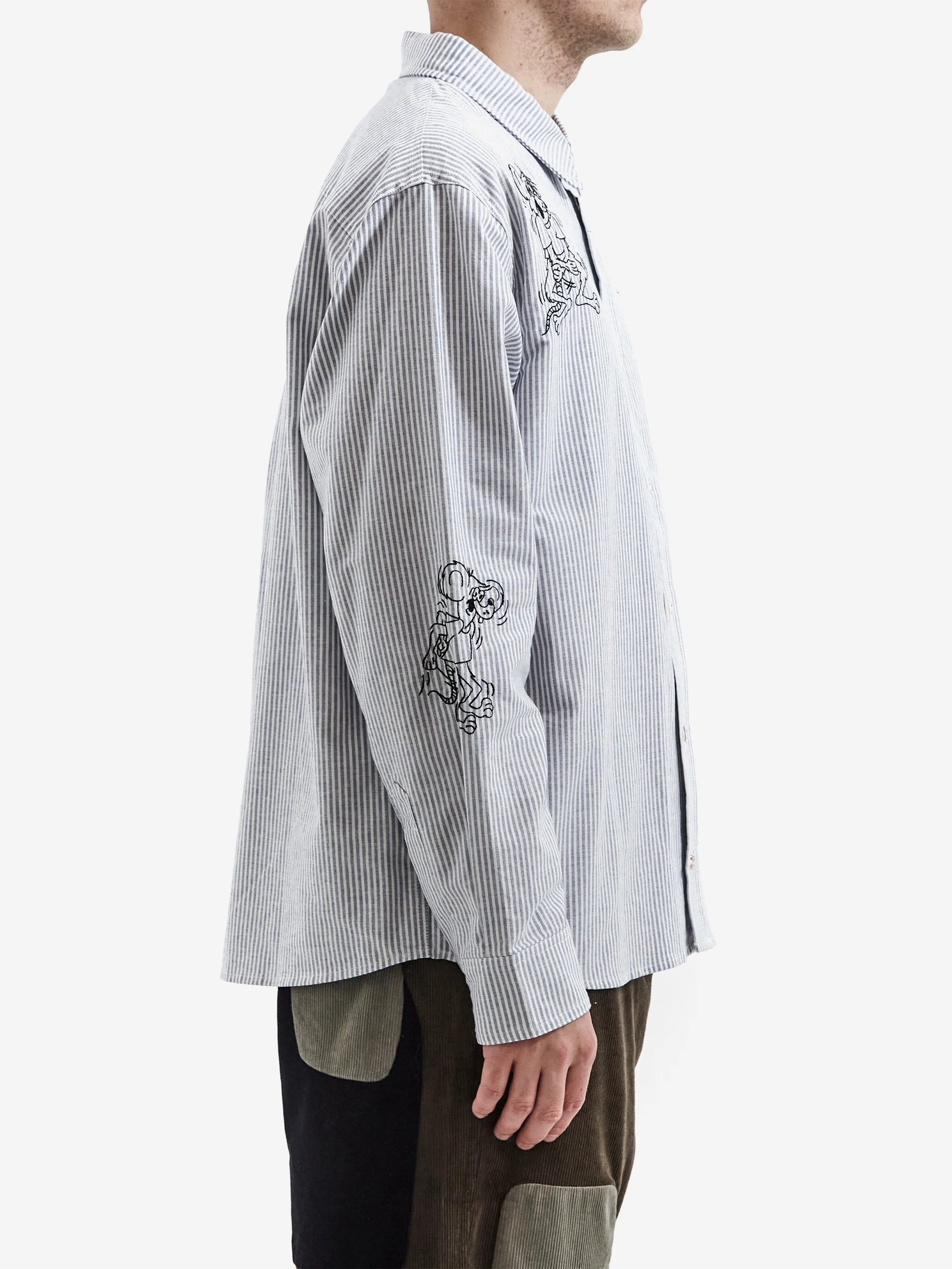 Brain Dead Striped Oxford Mouse Button Up Shirt - Blue - Image 6