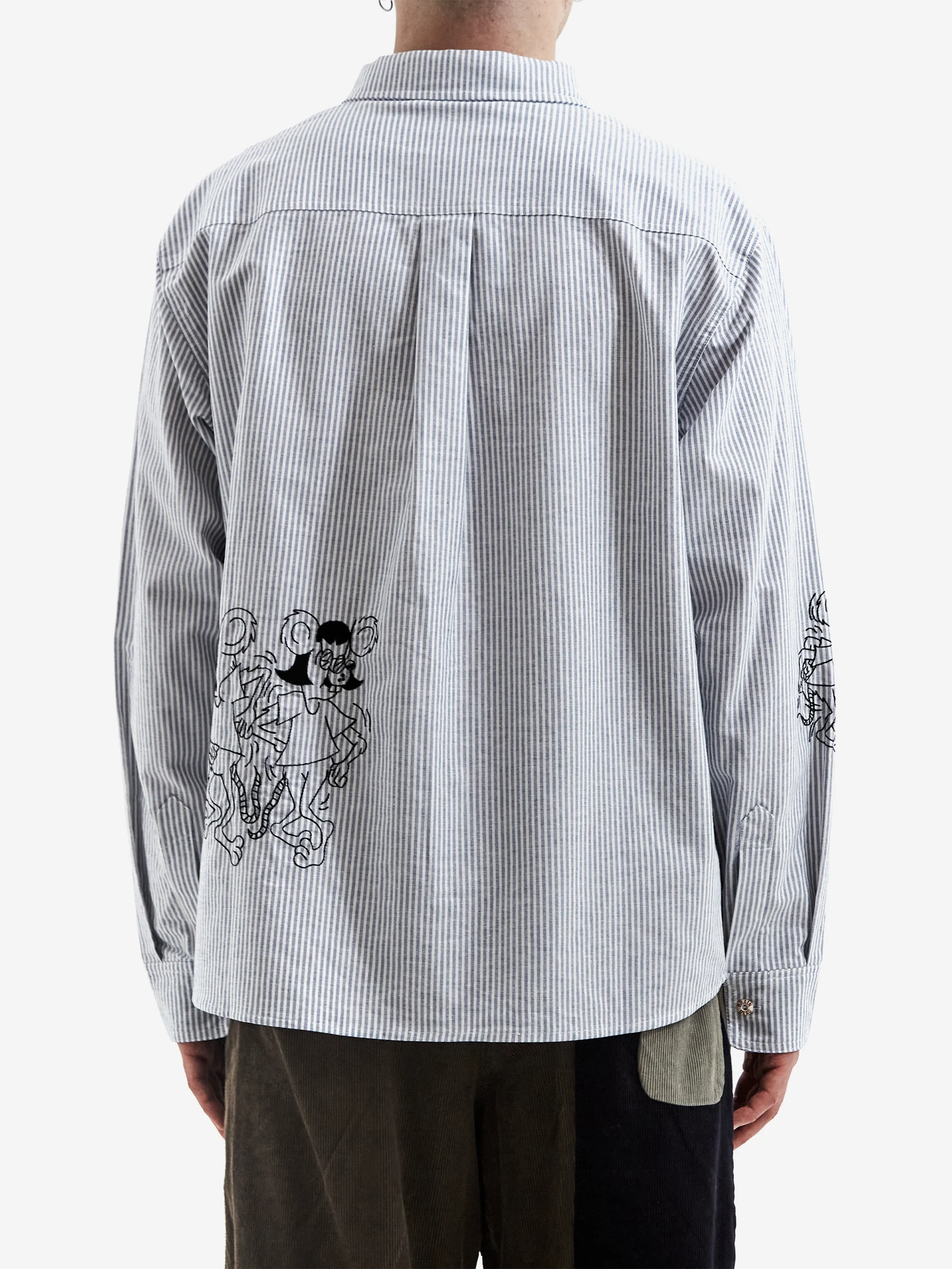 Brain Dead Striped Oxford Mouse Button Up Shirt - Blue - Image 7