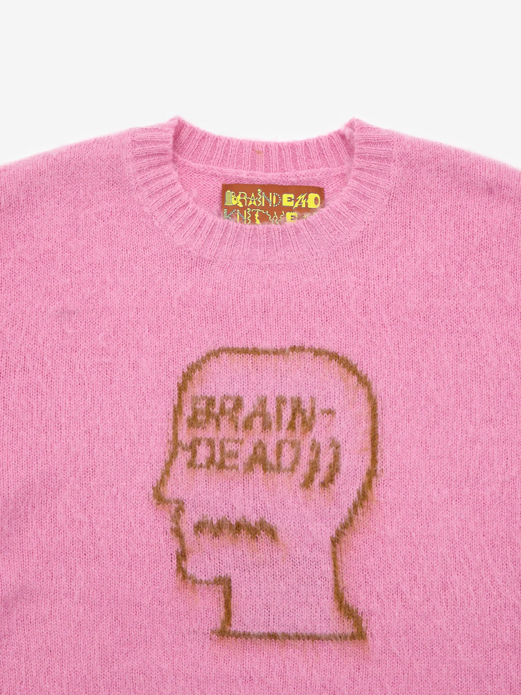 Brain Dead Superfuzz Logohead Crewneck Sweater - Fuchsia - Image 2