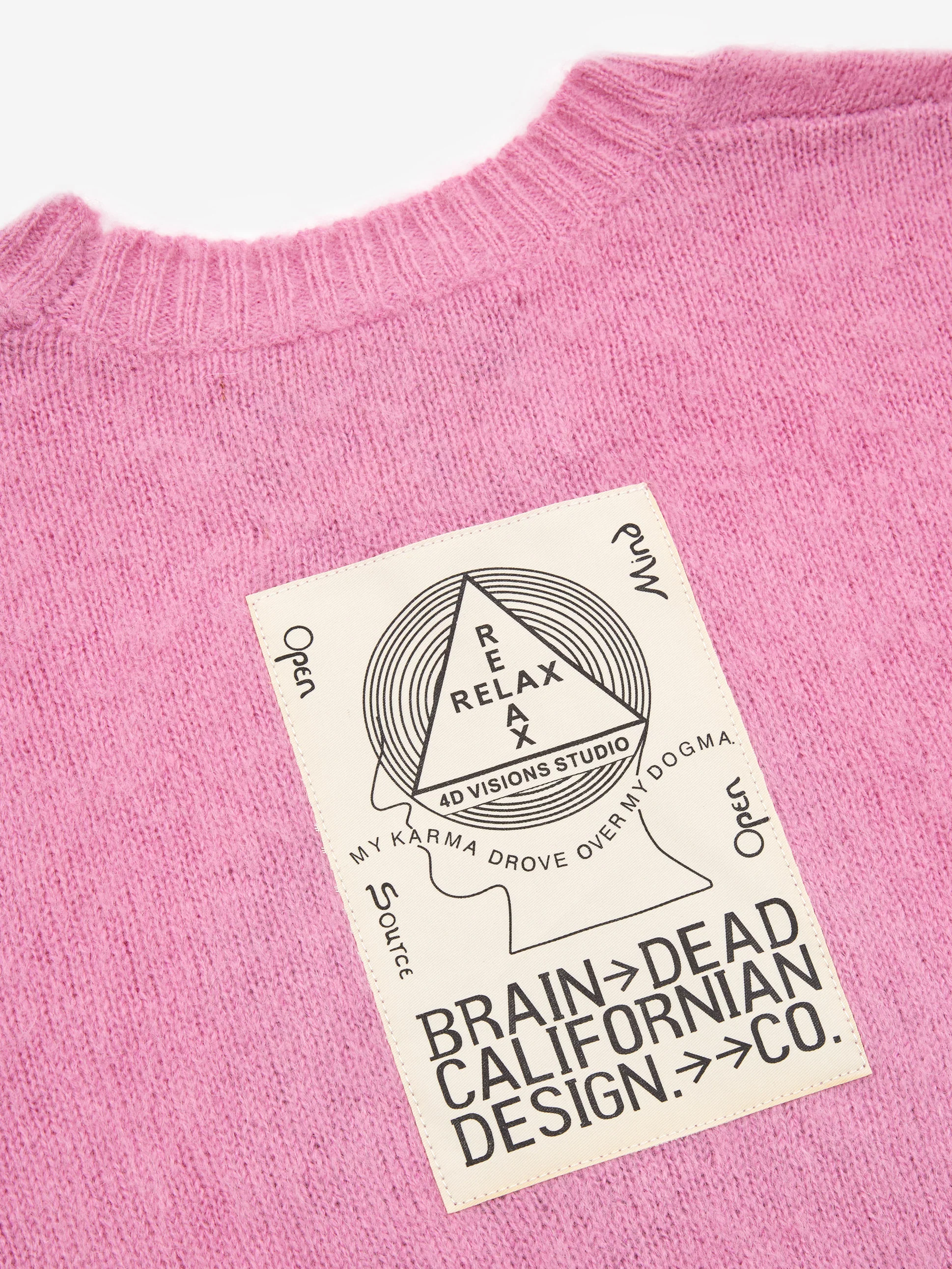 Brain Dead Superfuzz Logohead Crewneck Sweater - Fuchsia - Image 5
