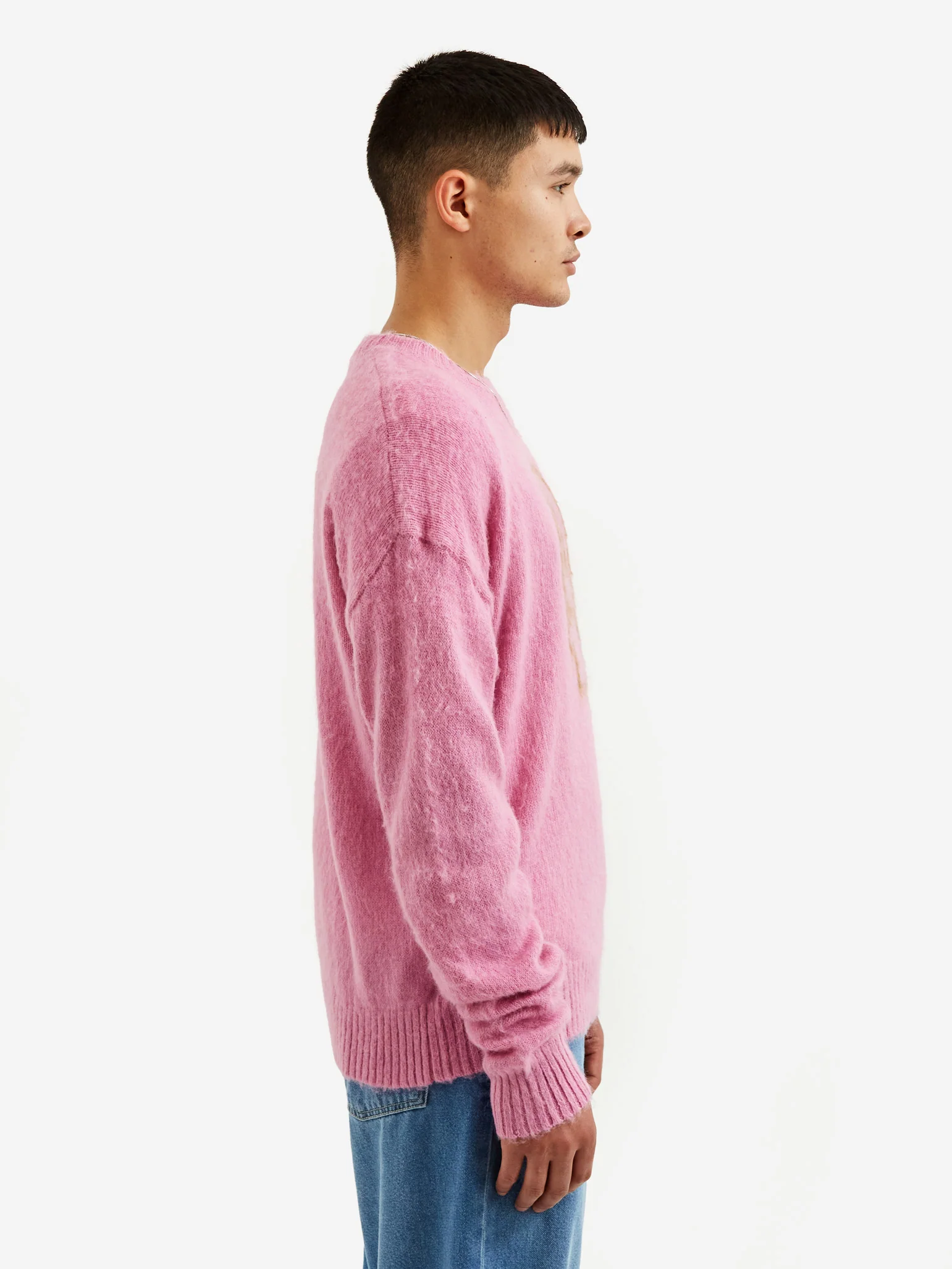 Brain Dead Superfuzz Logohead Crewneck Sweater - Fuchsia - Image 8