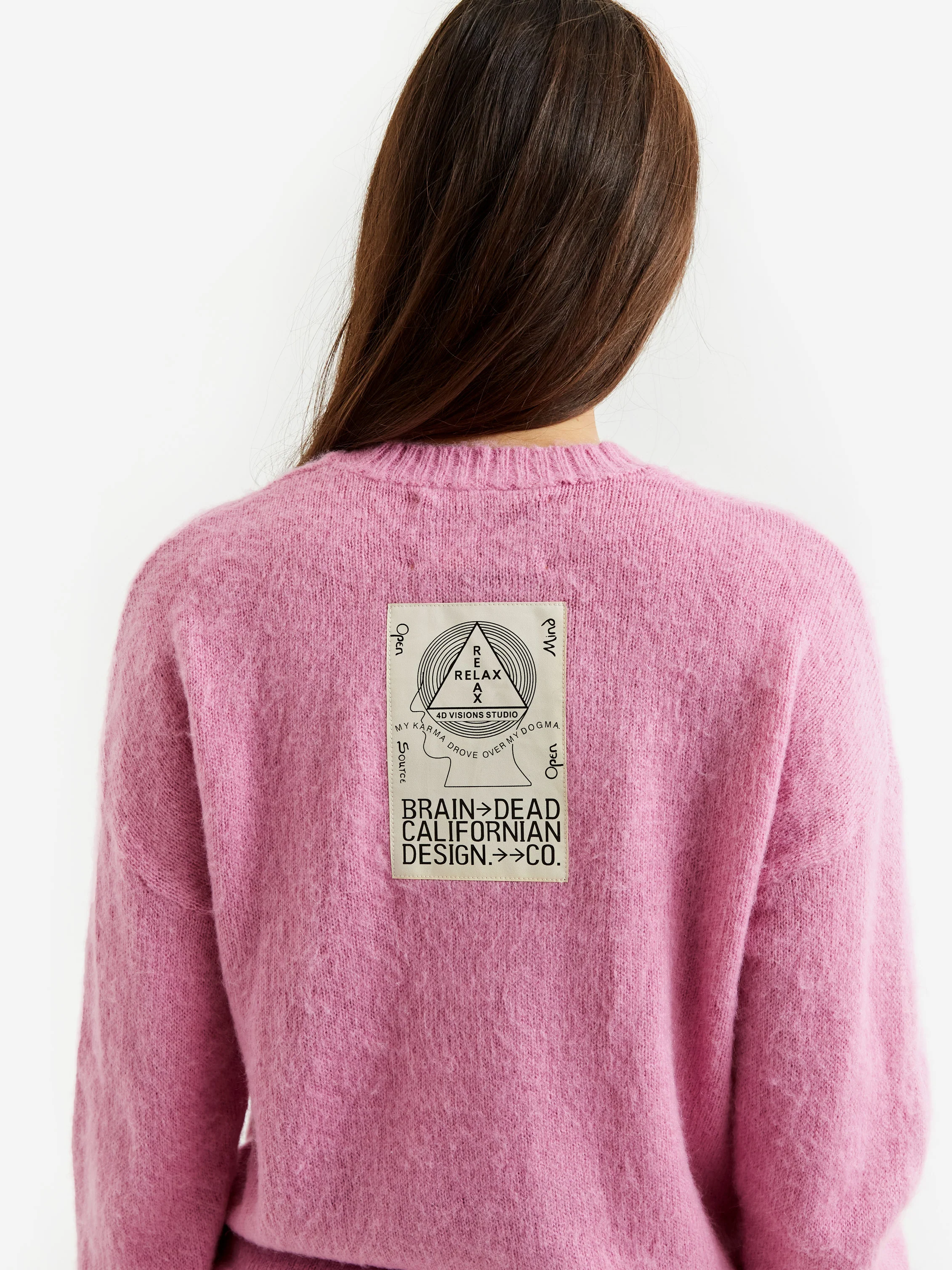 Brain Dead Superfuzz Logohead Crewneck Sweater W - Fuchsia - Image 4