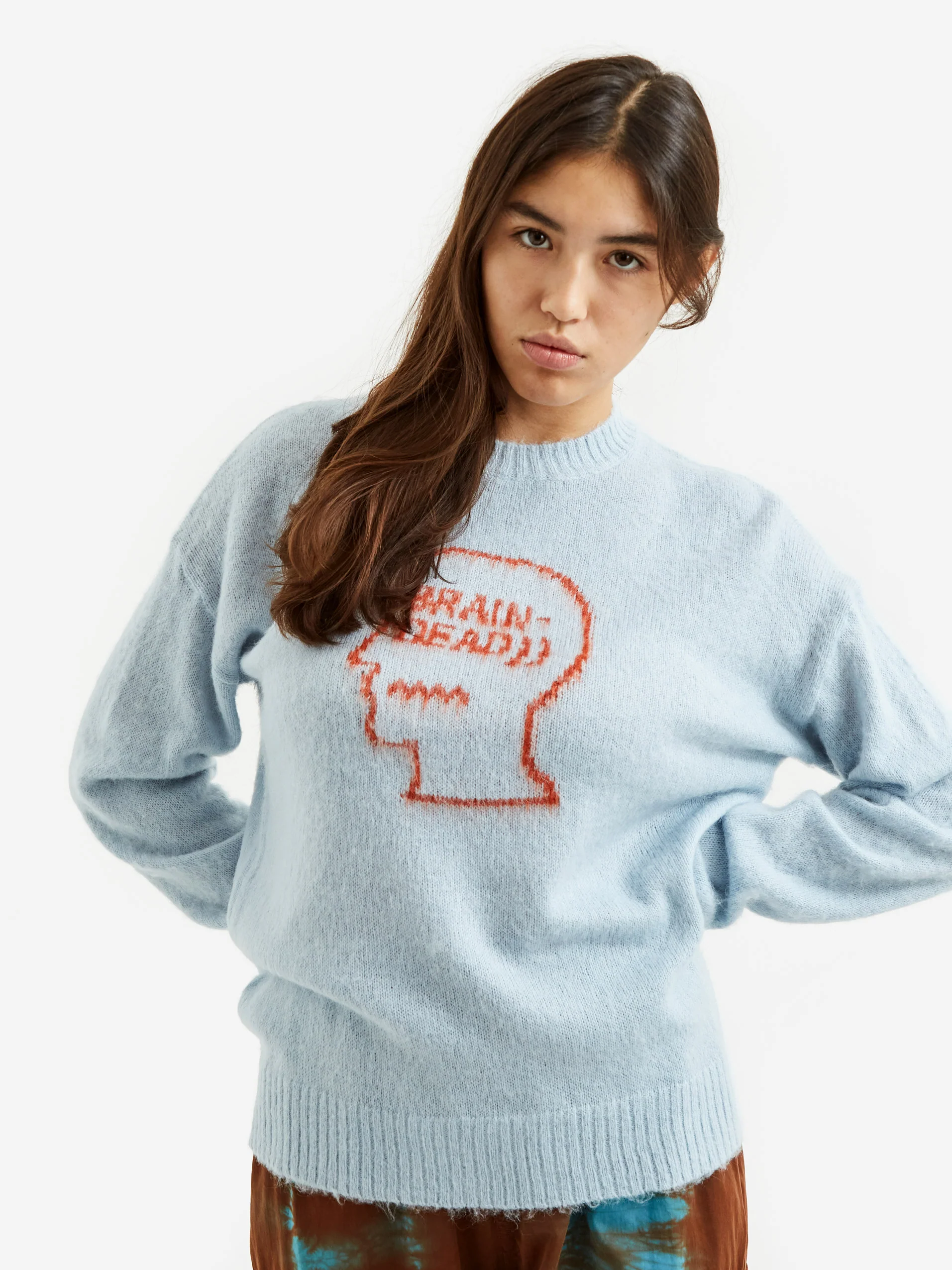 Brain Dead Superfuzz Logohead Crewneck Sweater W - Sky Blue - Image 3