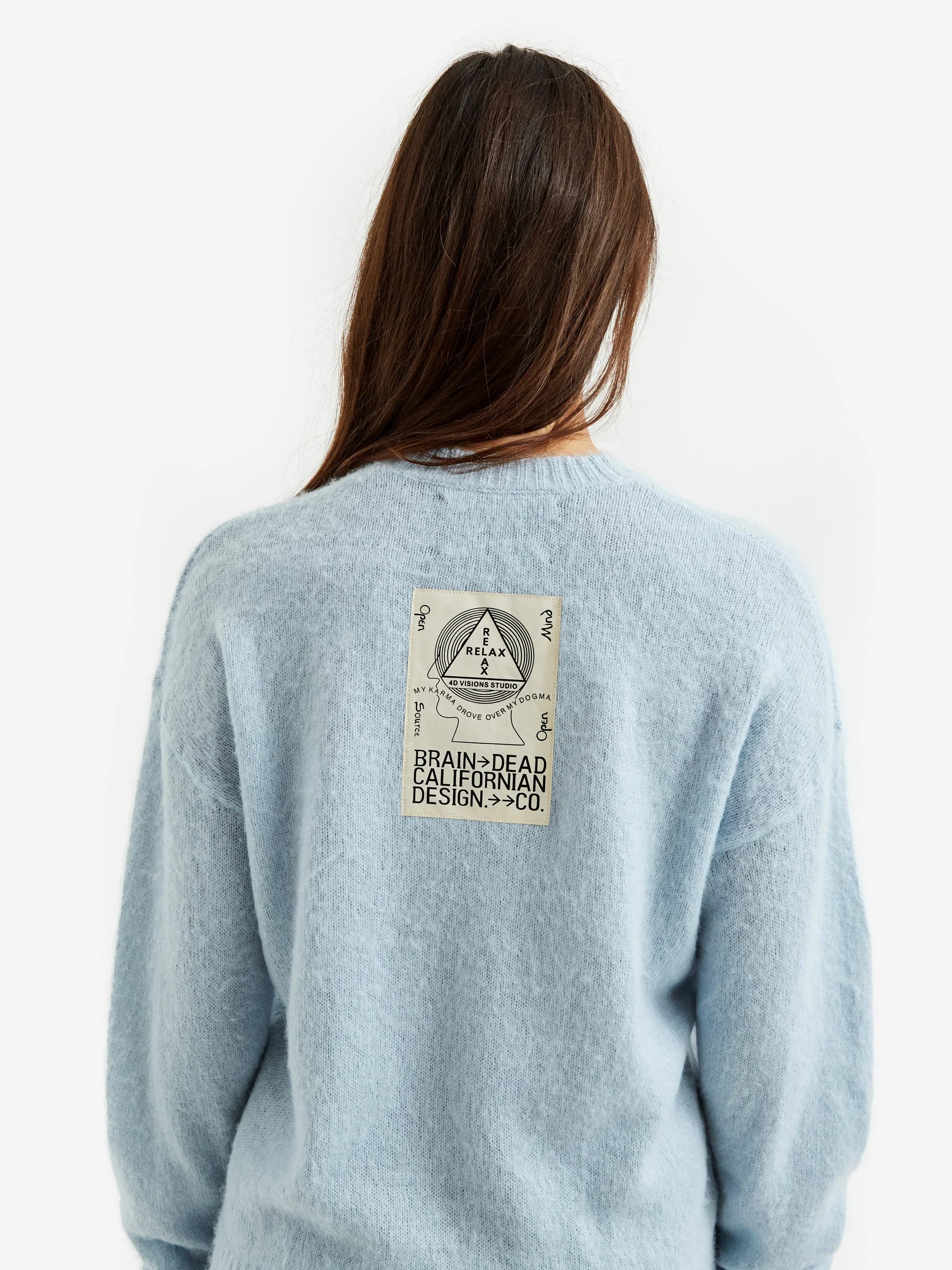 Brain Dead Superfuzz Logohead Crewneck Sweater W - Sky Blue - Image 4